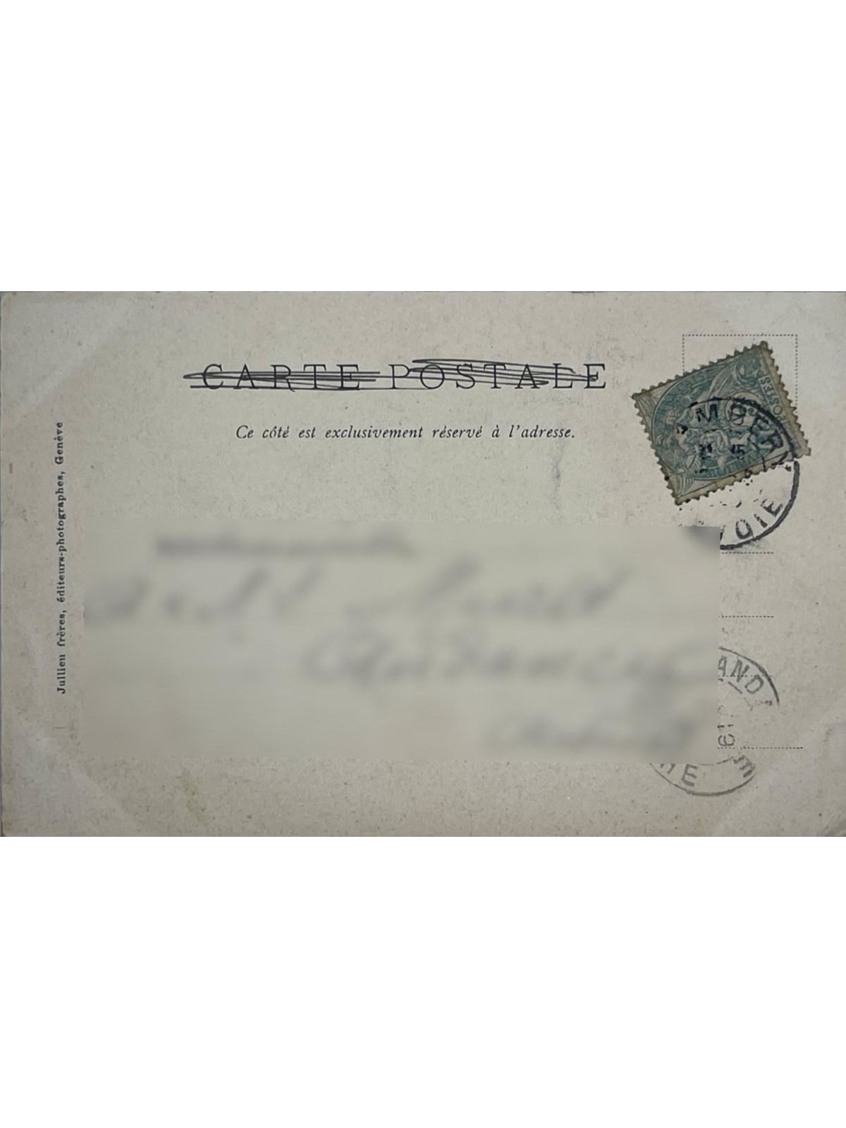 Verso de la carte postale