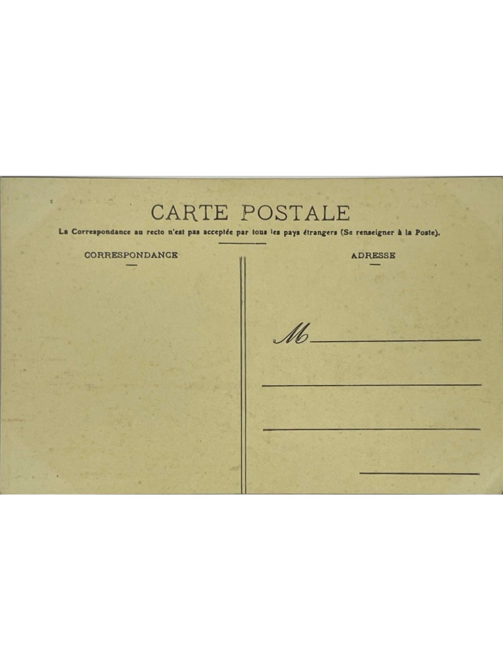 Verso de la carte postale