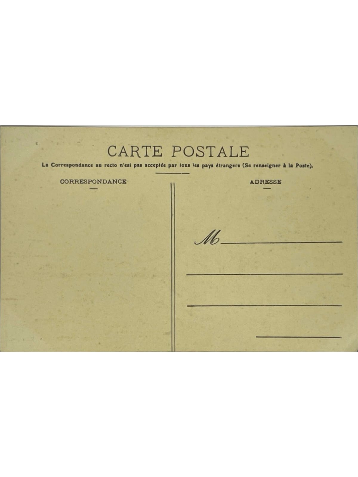 Verso de la carte postale