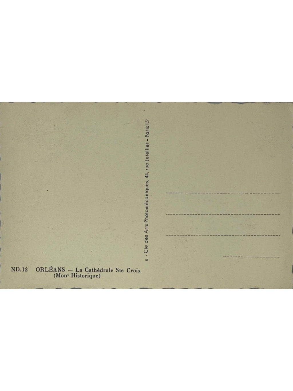 Verso de la carte postale