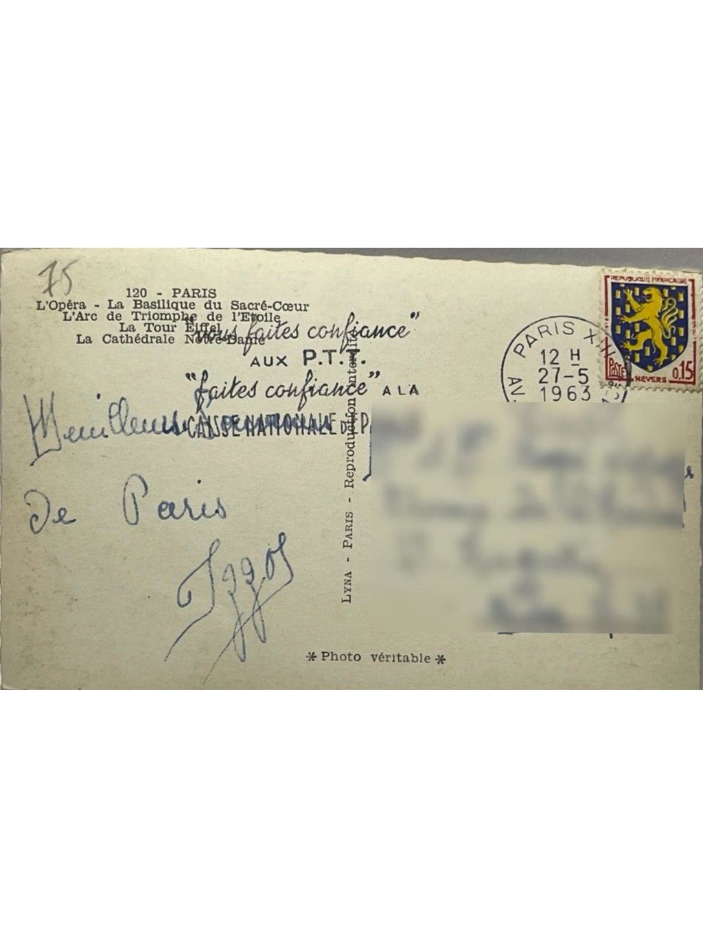 Verso de la carte postale