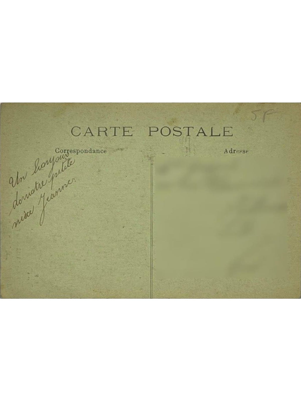Verso de la carte postale