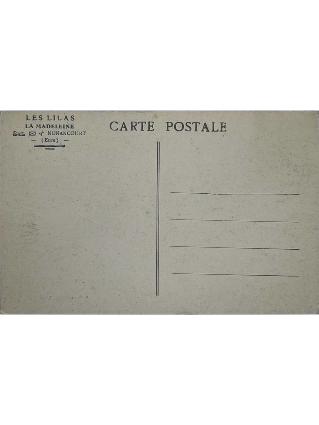 Verso de la carte postale