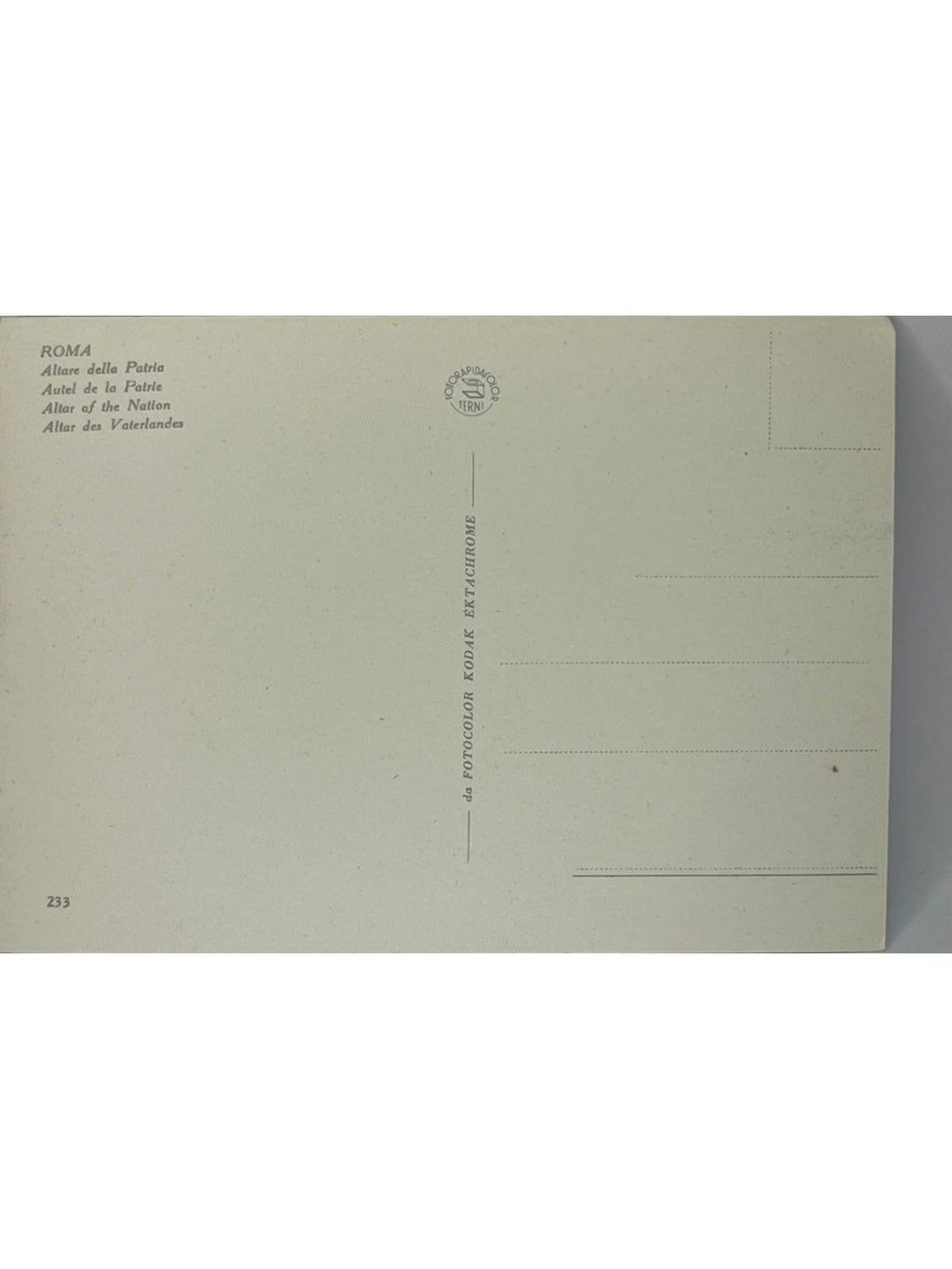 Verso de la carte postale
