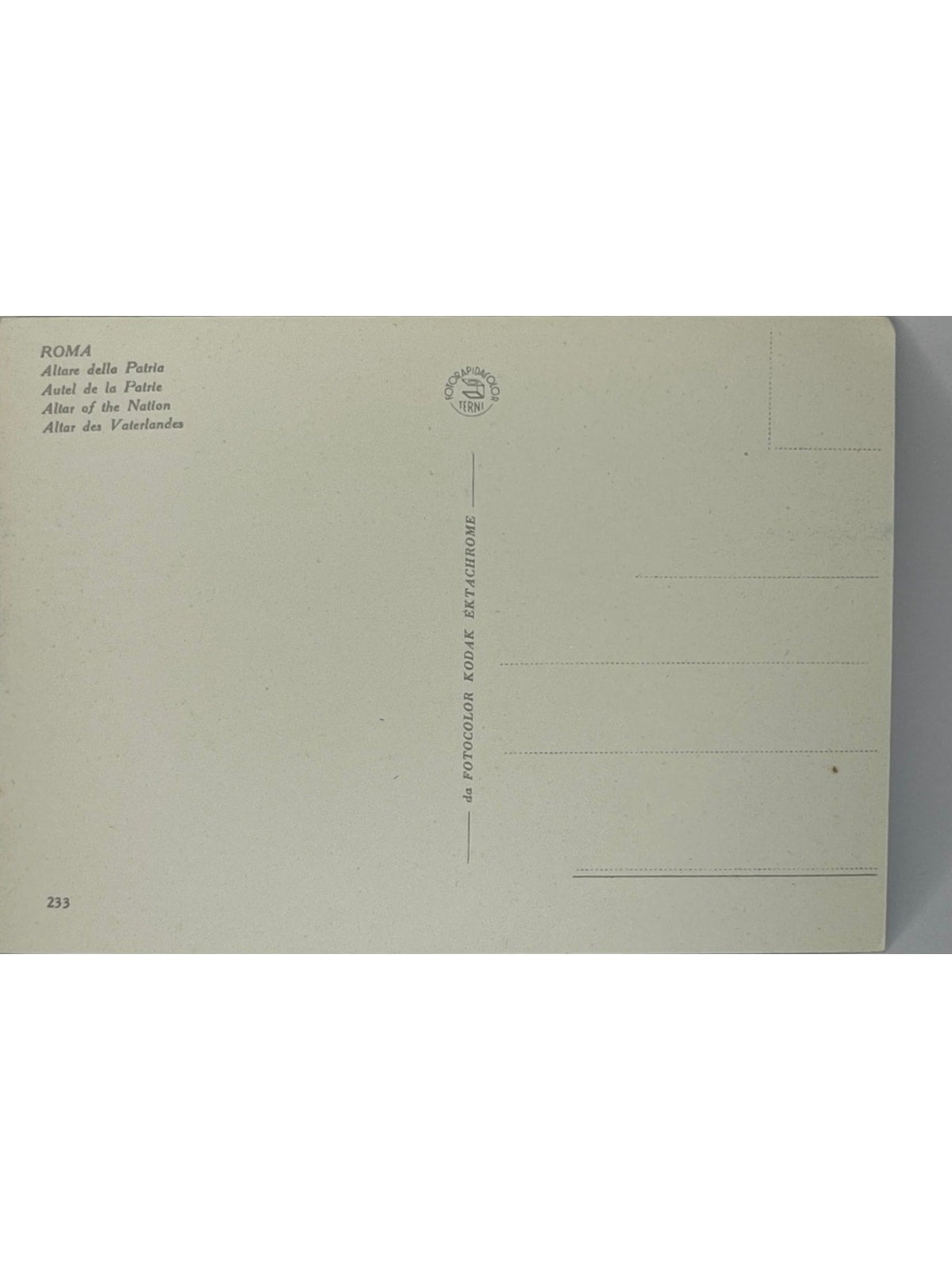 Verso de la carte postale
