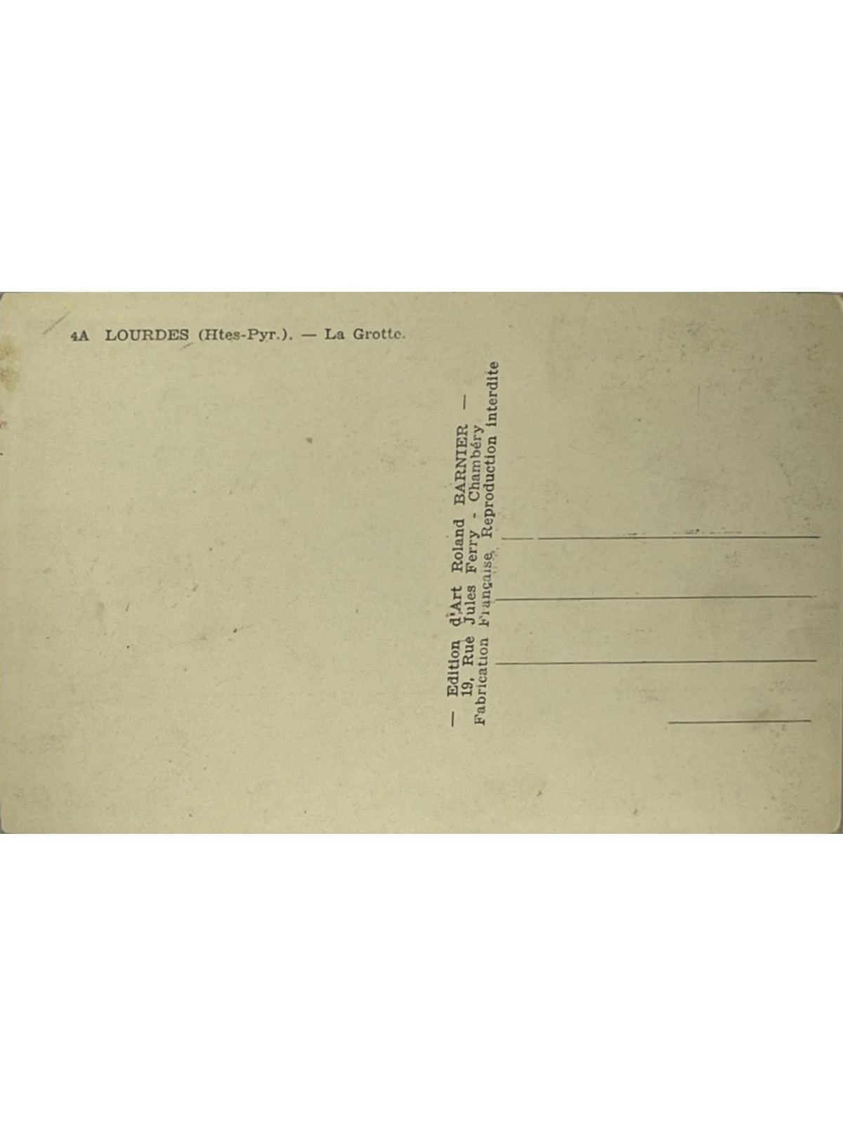 Verso de la carte postale