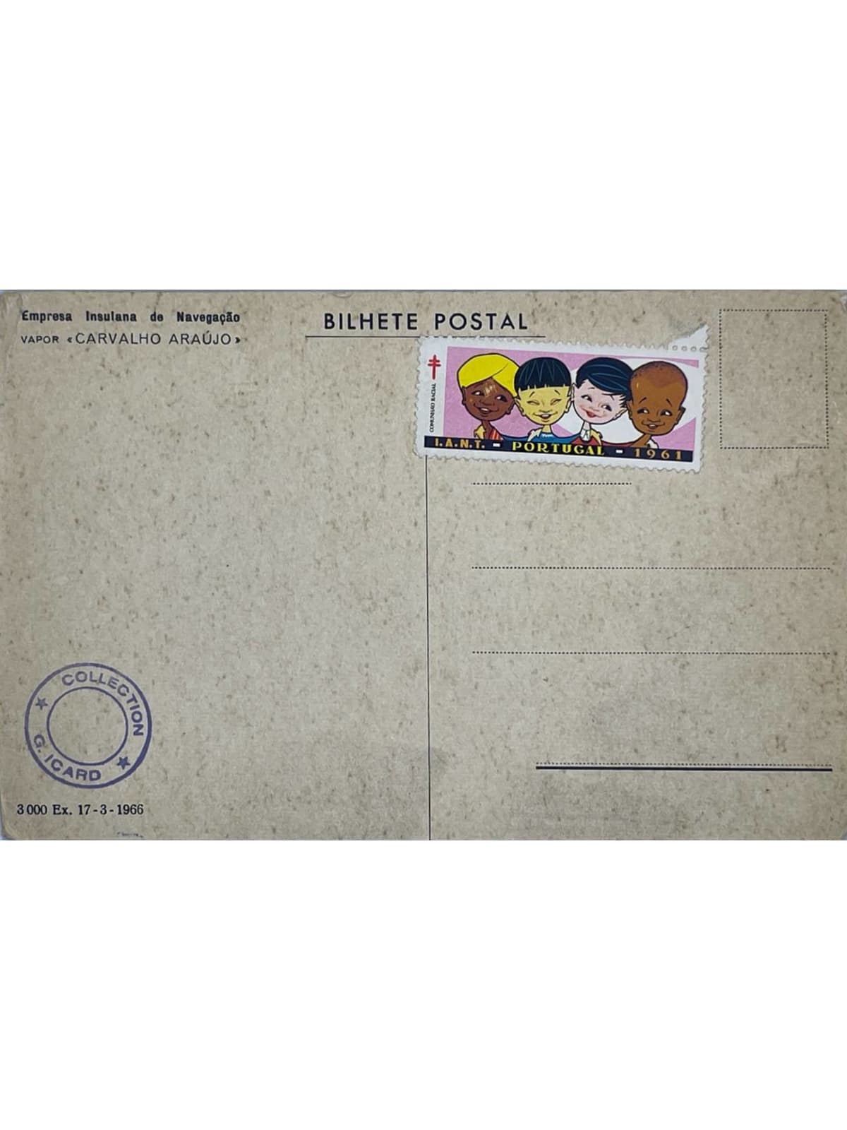 Verso de la carte postale