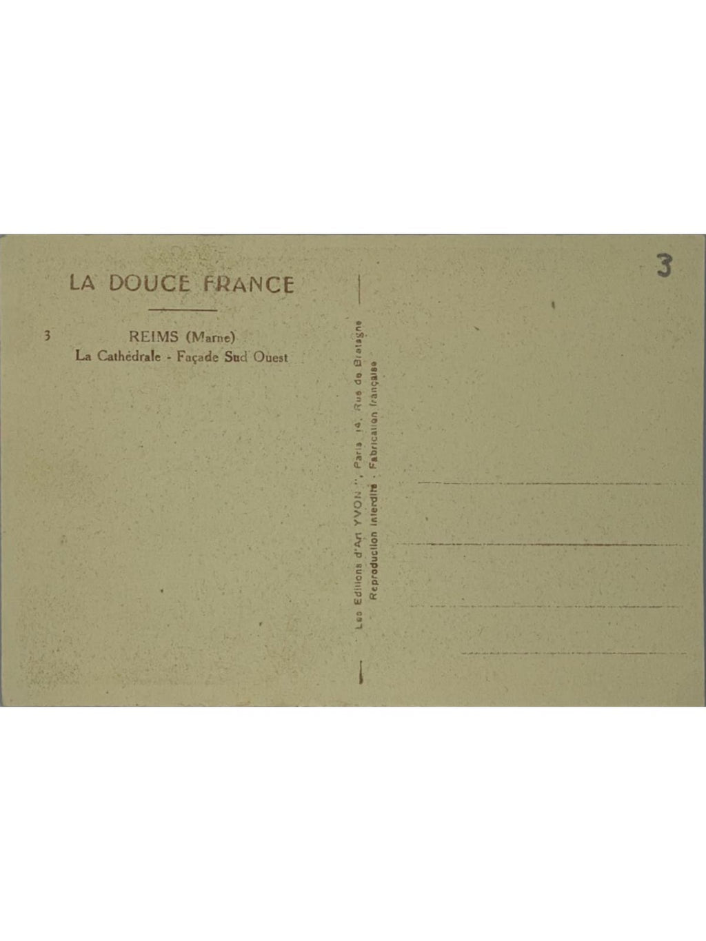 Verso de la carte postale