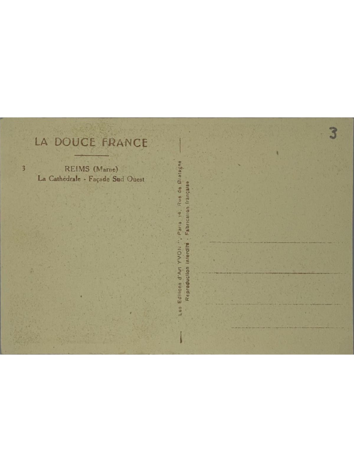 Verso de la carte postale