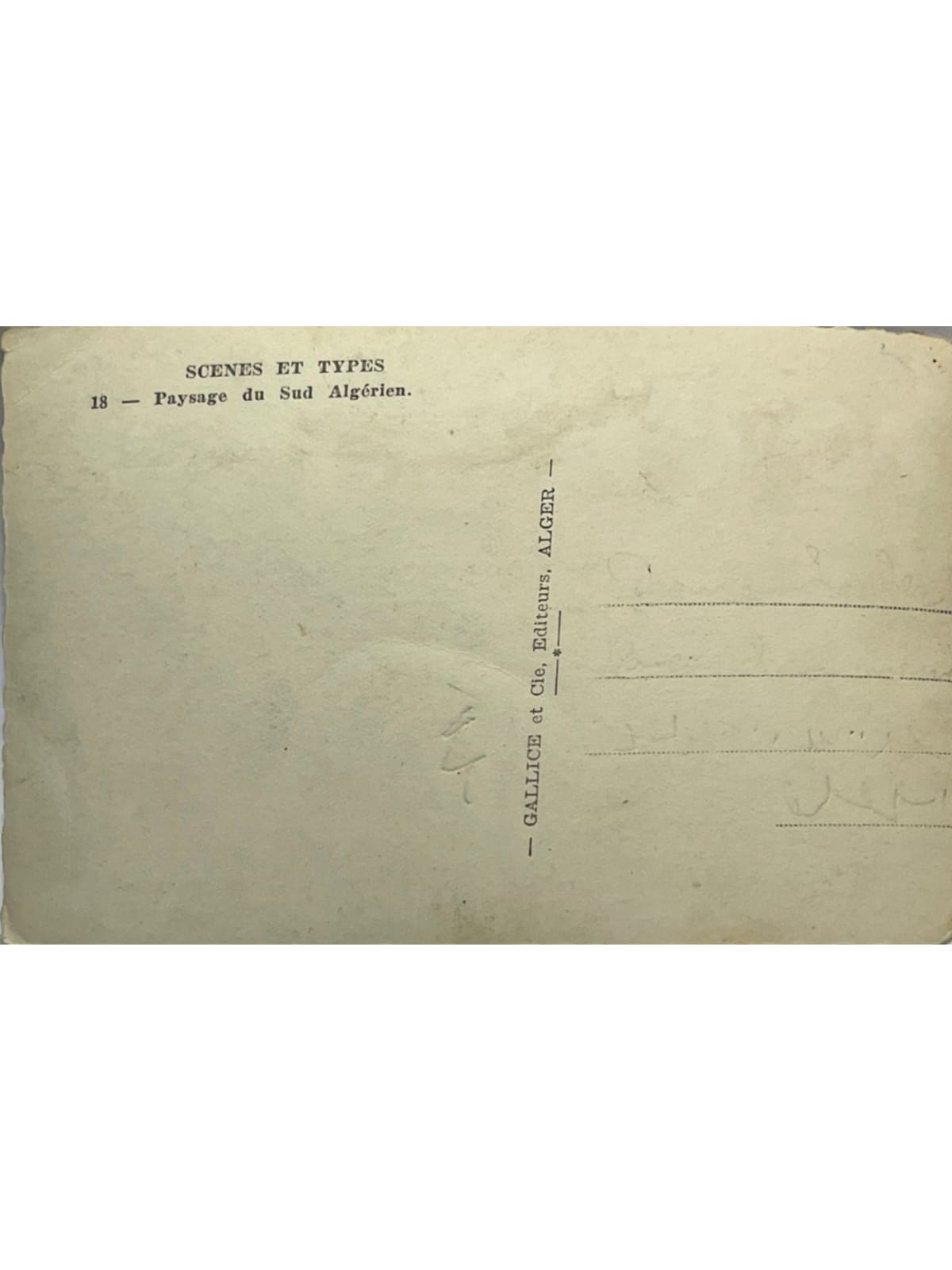 Verso de la carte postale