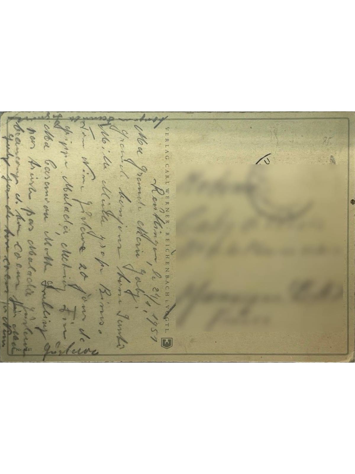 Verso de la carte postale