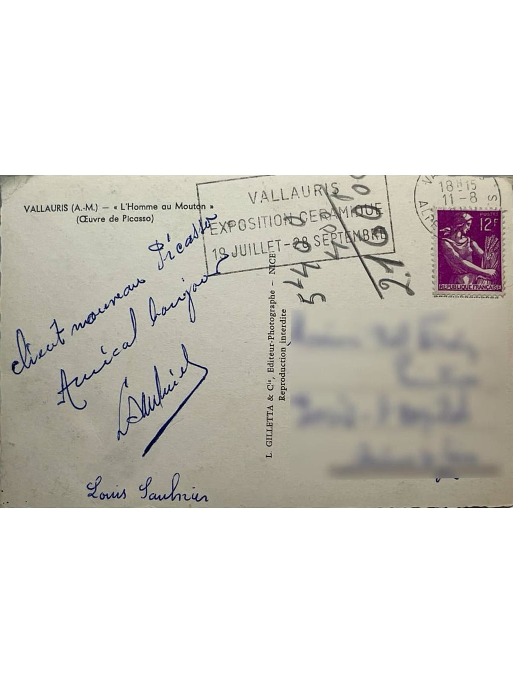 Verso de la carte postale