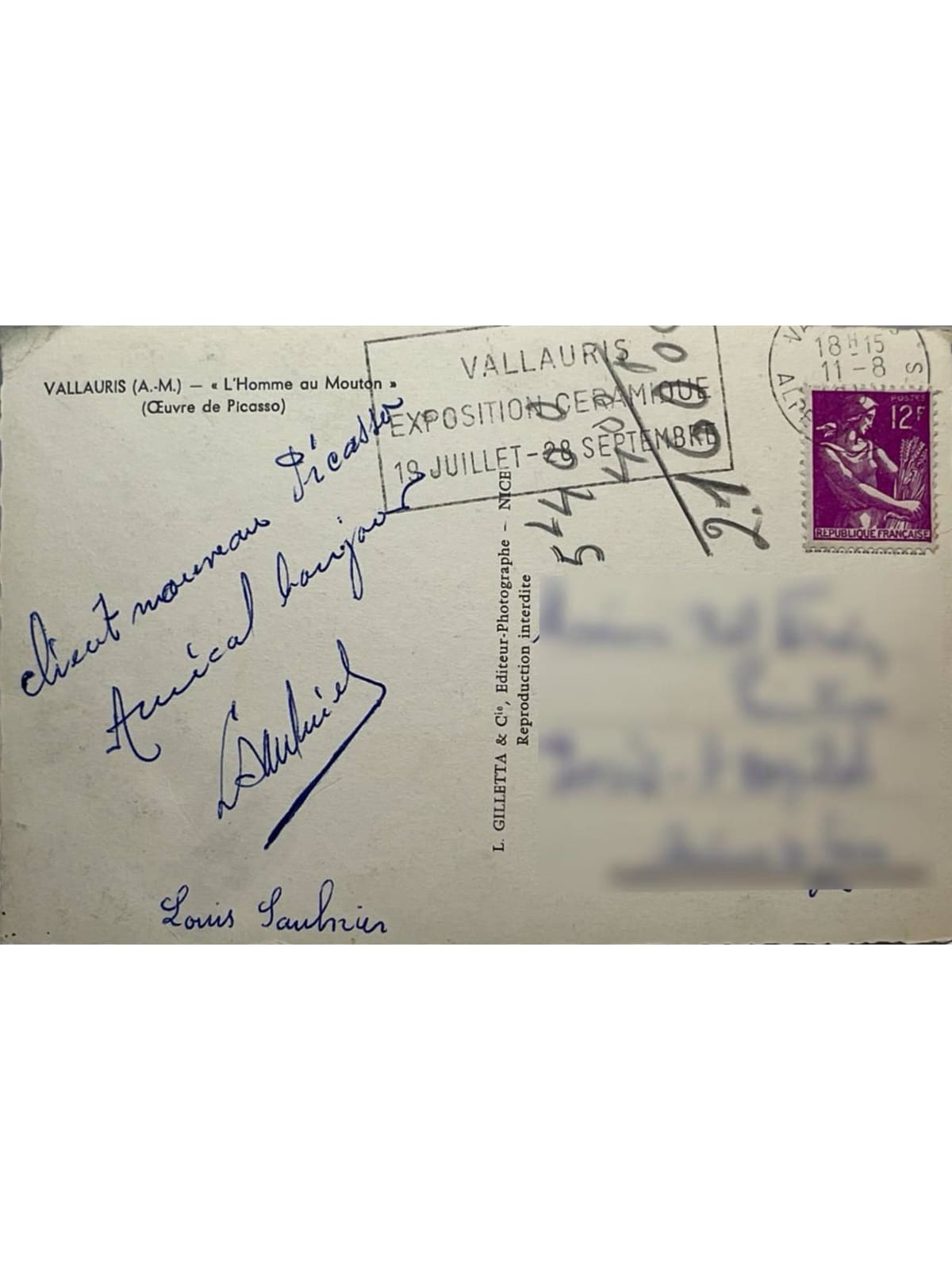Verso de la carte postale