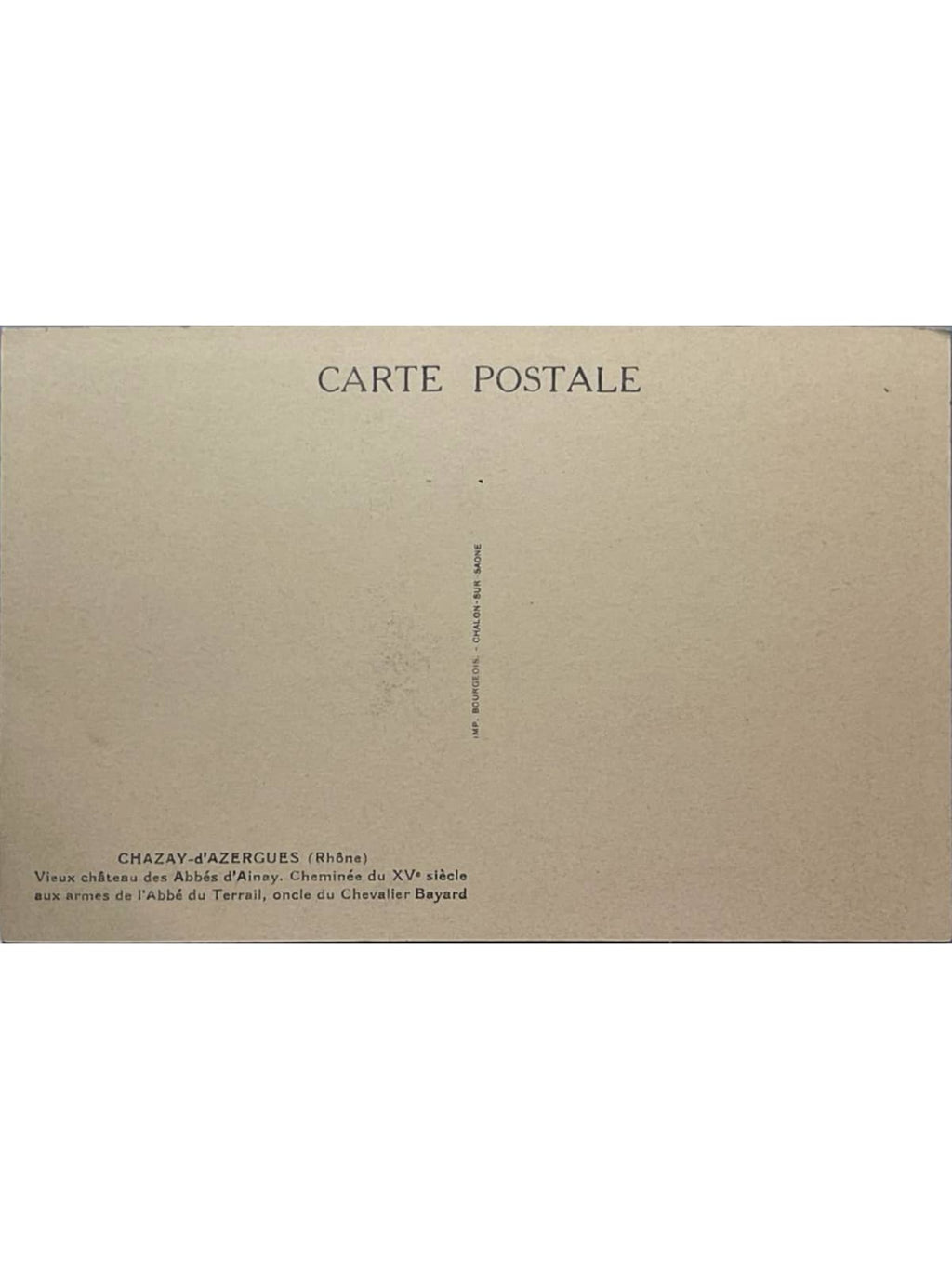 Verso de la carte postale