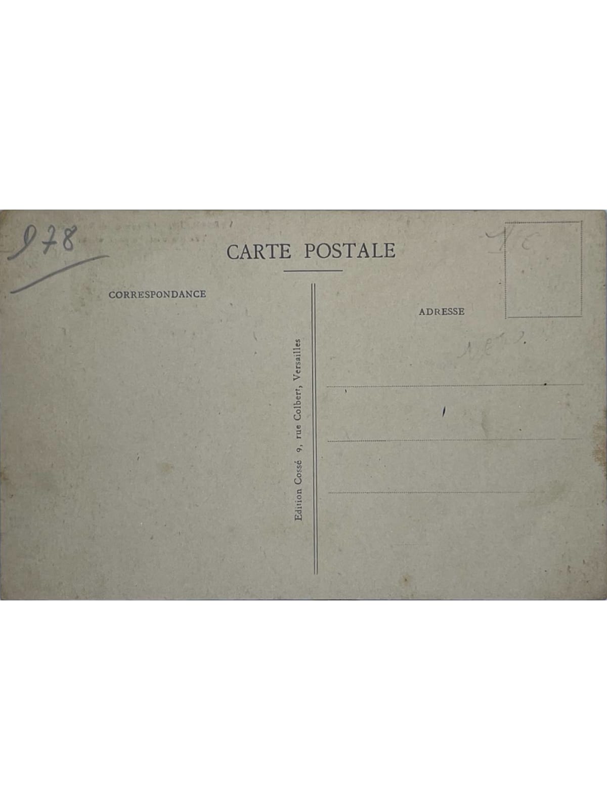 Verso de la carte postale