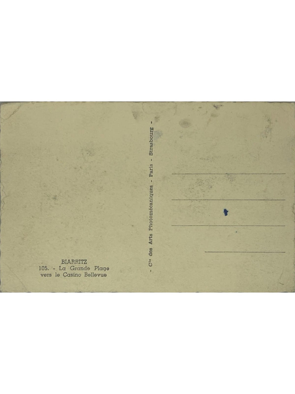 Verso de la carte postale