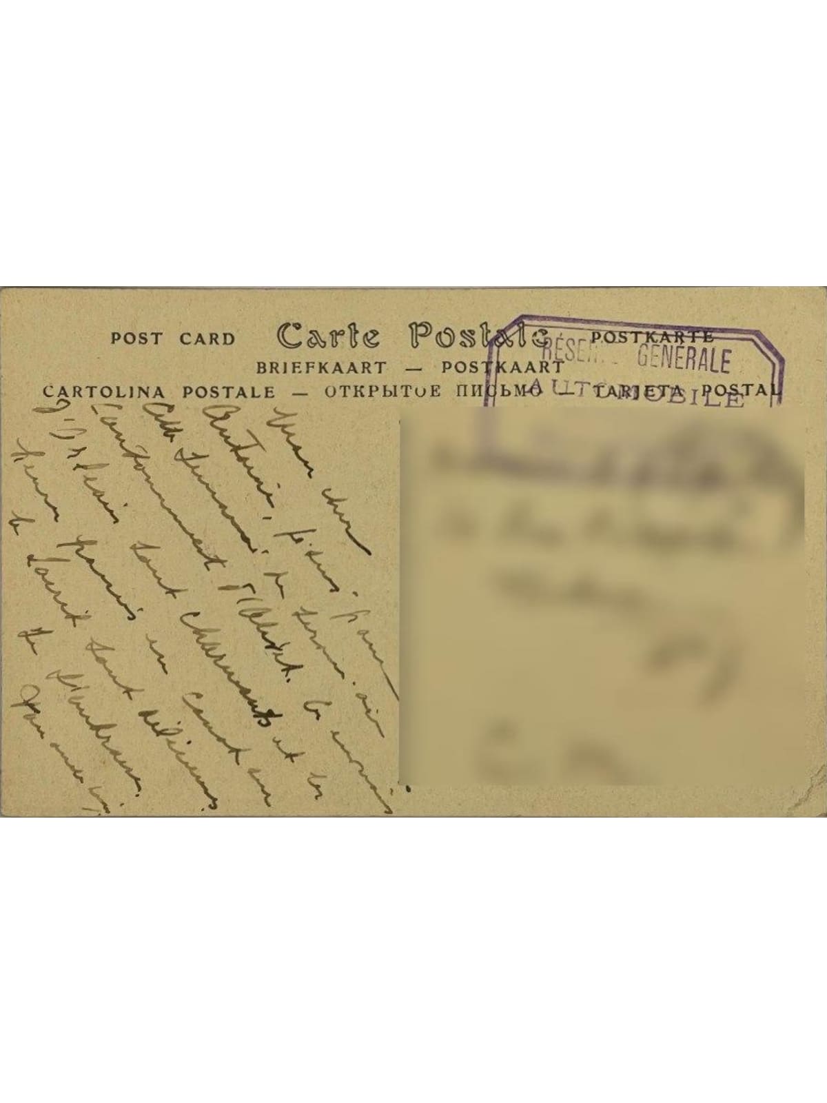 Verso de la carte postale