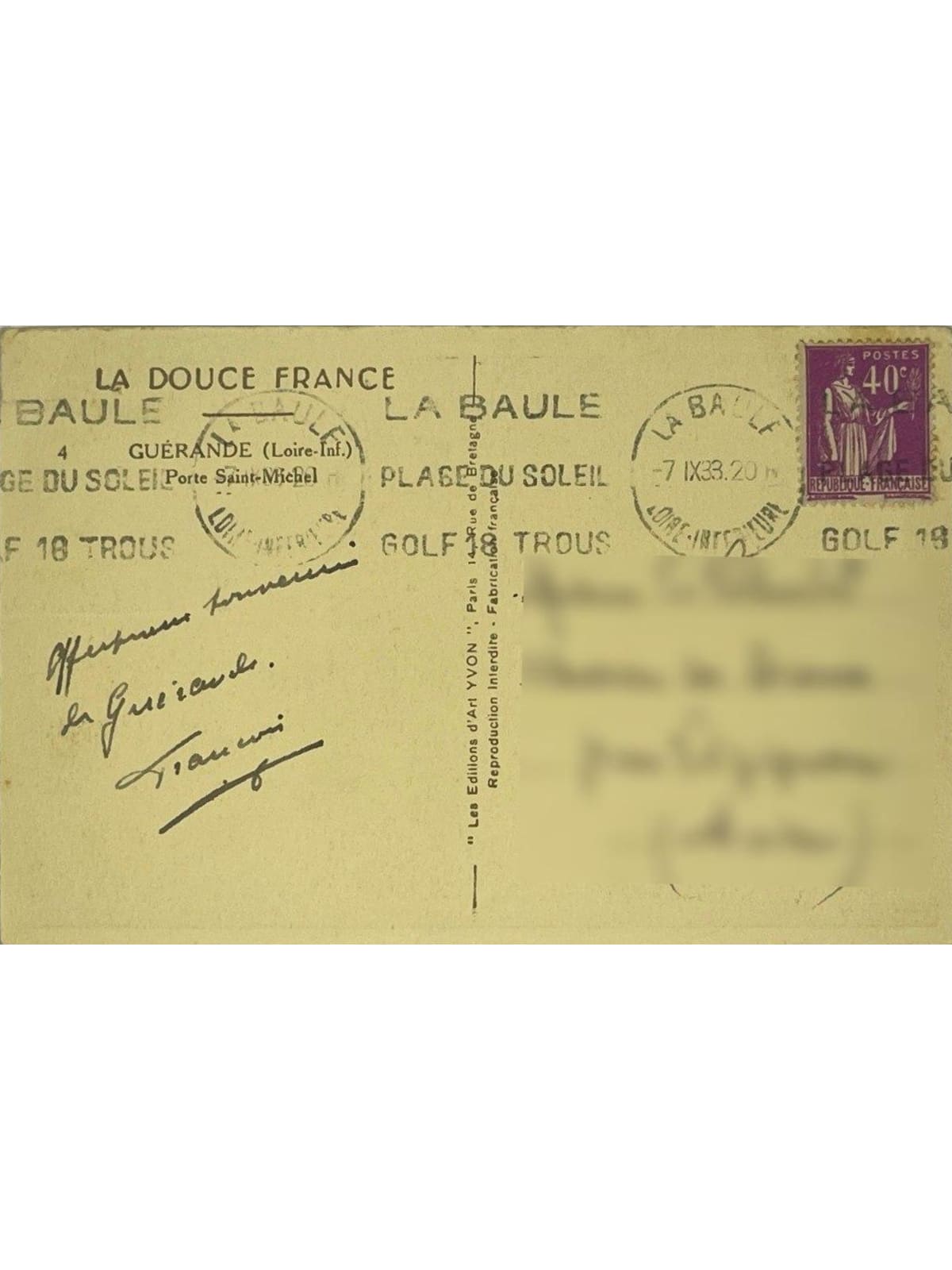 Verso de la carte postale