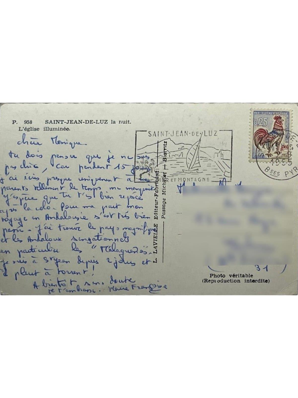 Verso de la carte postale