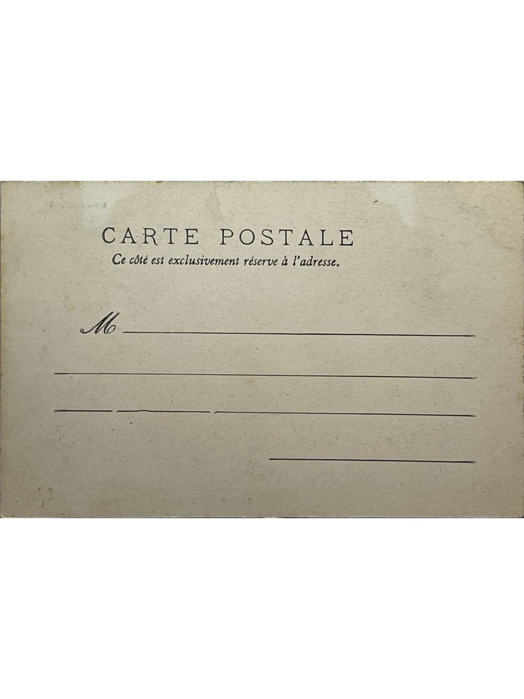 Verso de la carte postale