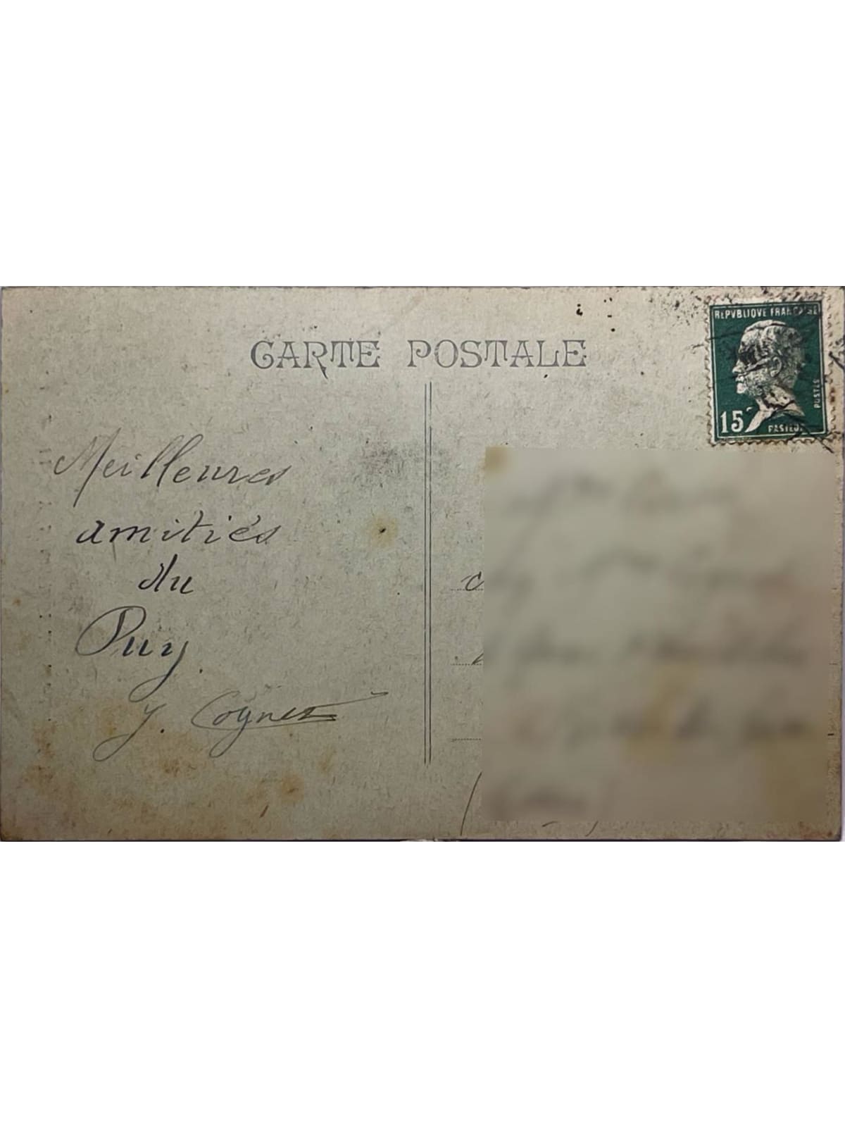 Verso de la carte postale