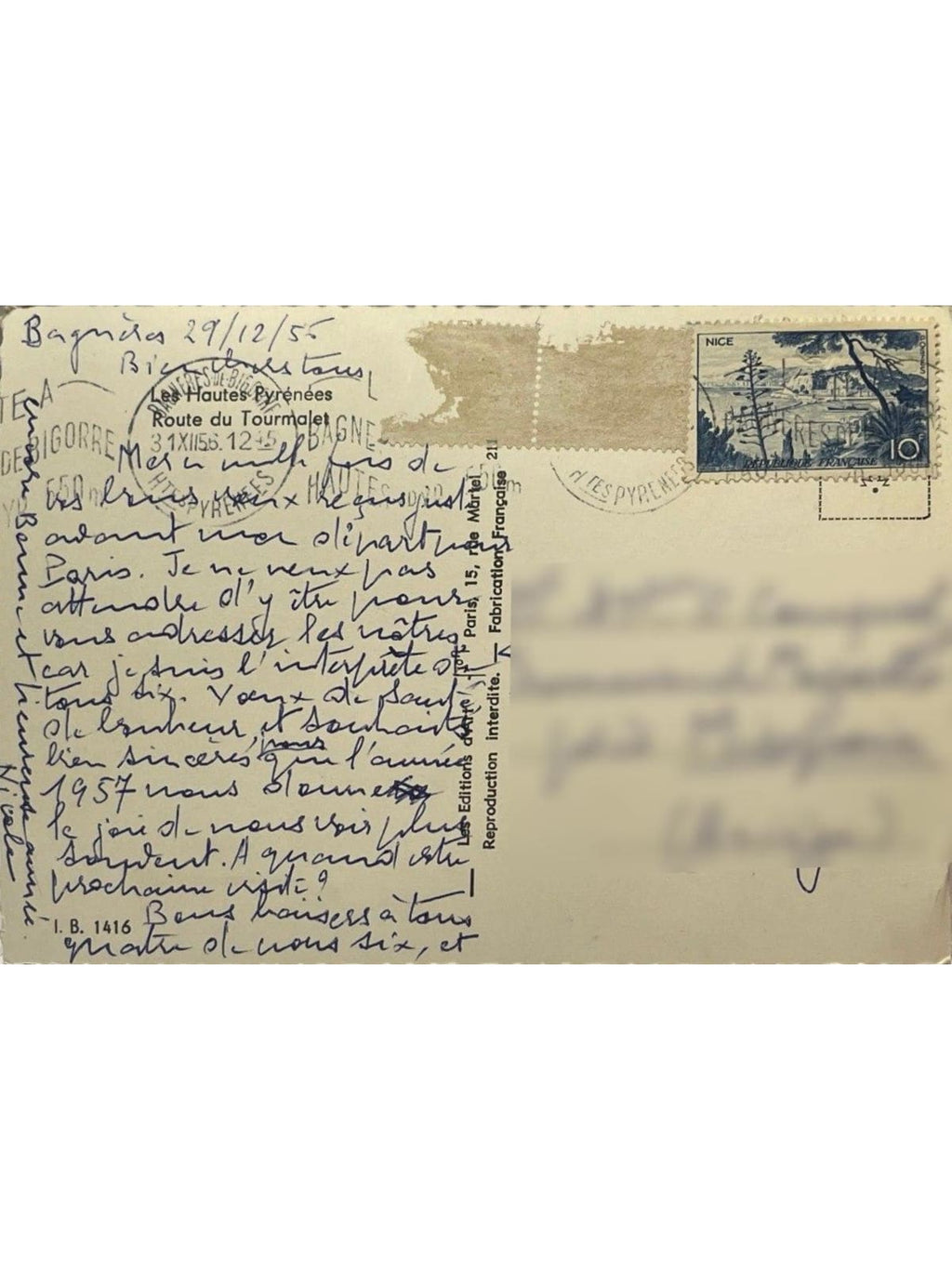 Verso de la carte postale