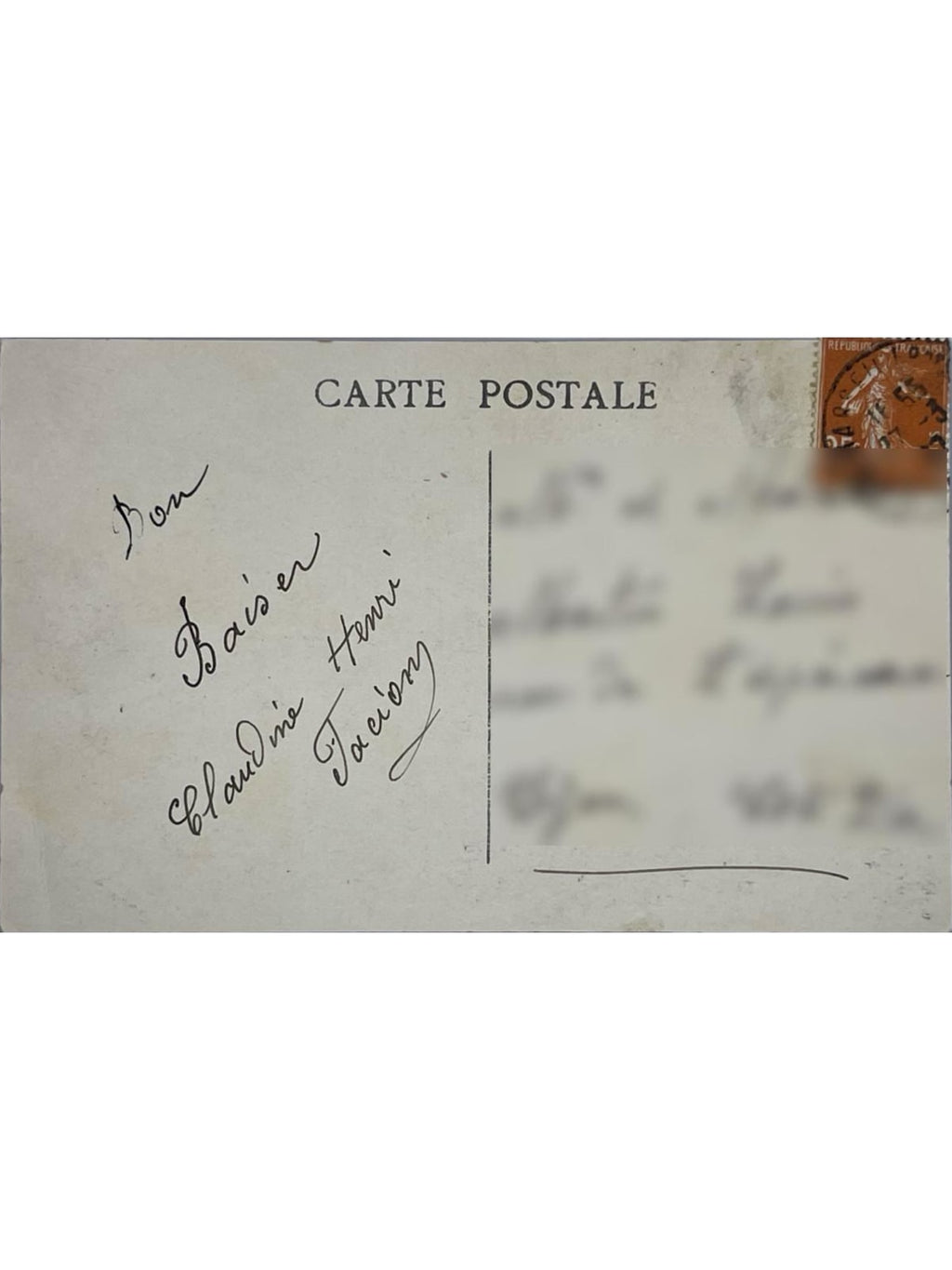 Verso de la carte postale