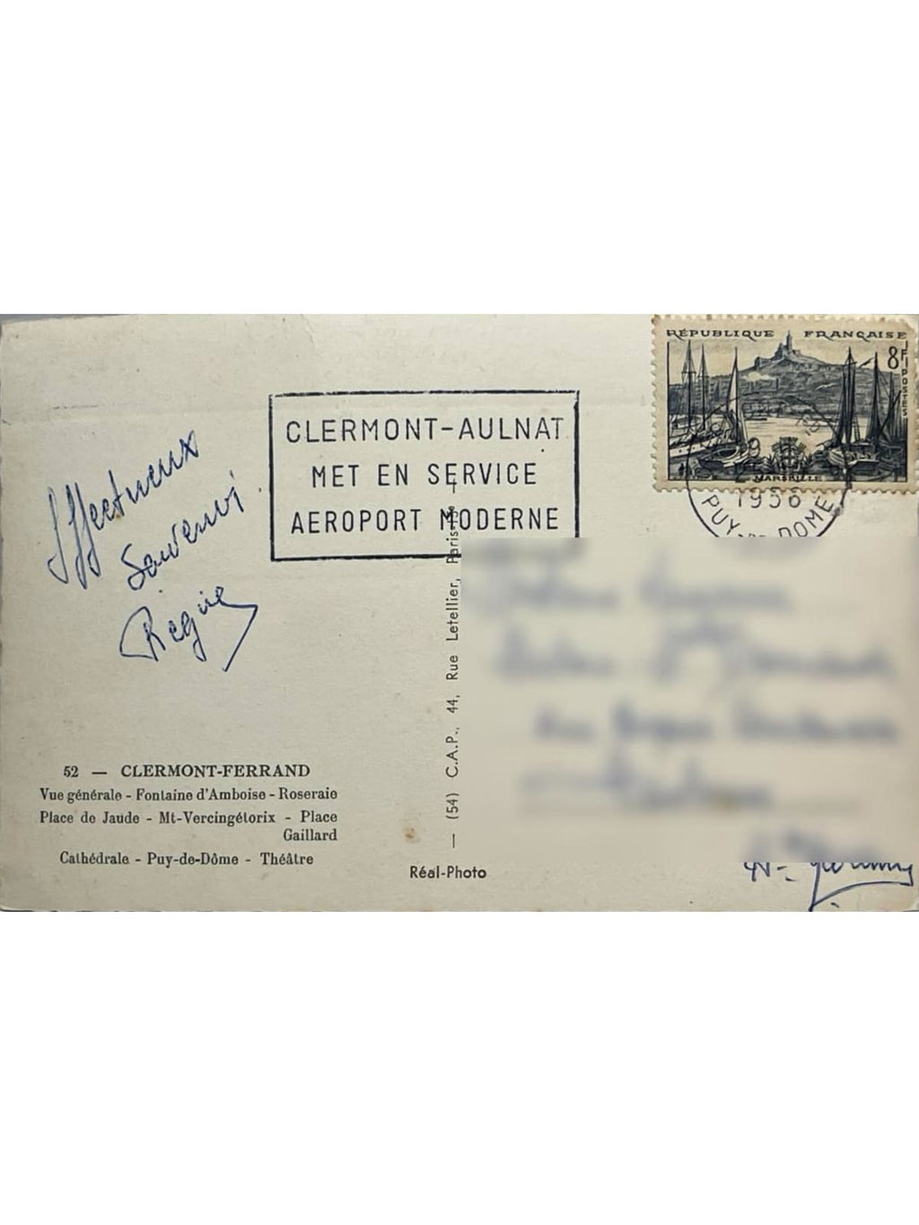 Verso de la carte postale