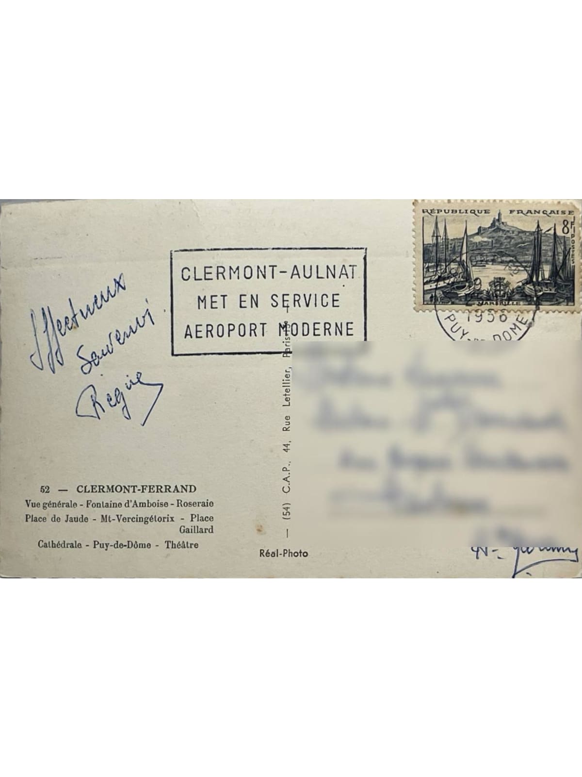 Verso de la carte postale