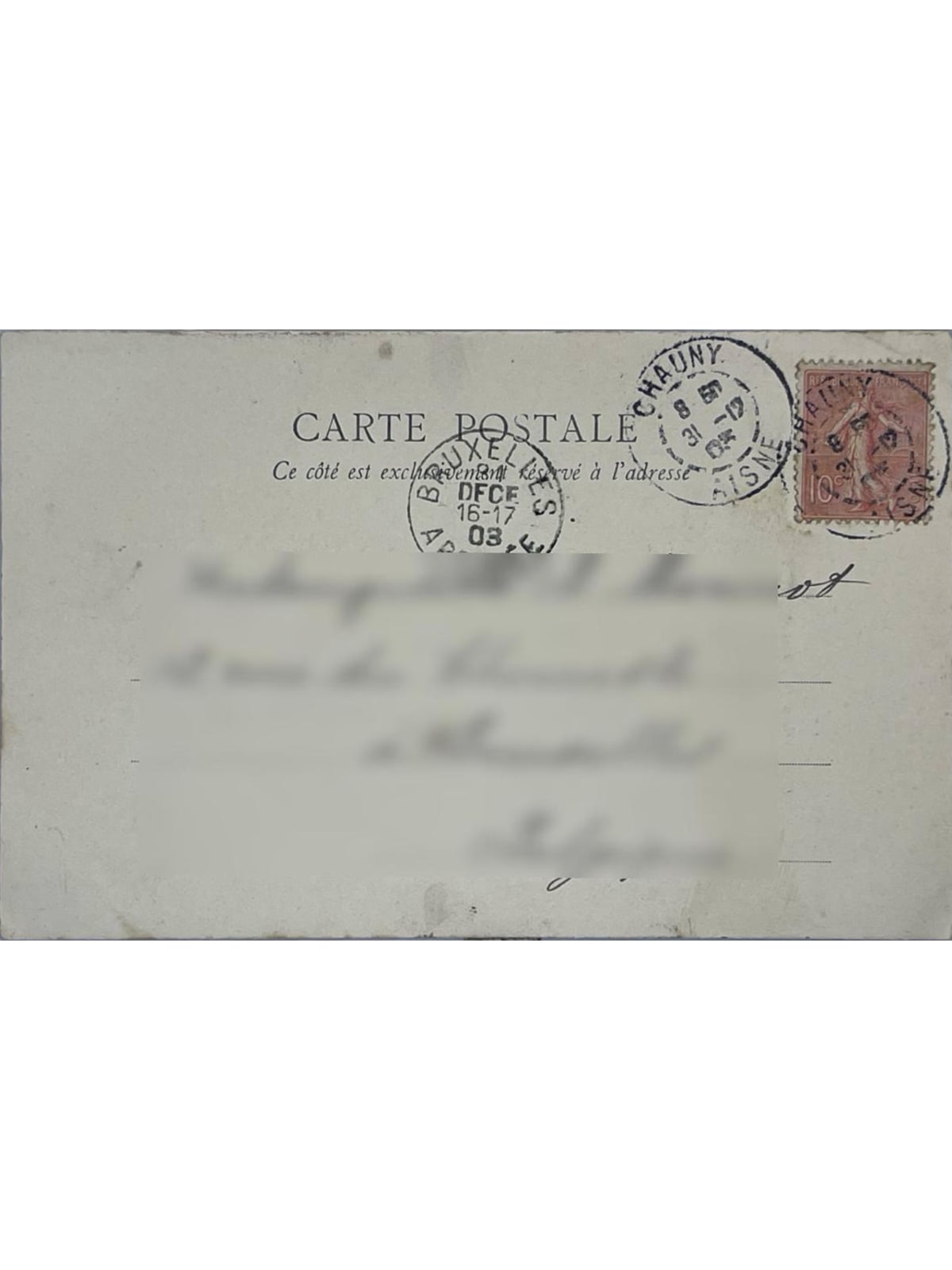 Verso de la carte postale