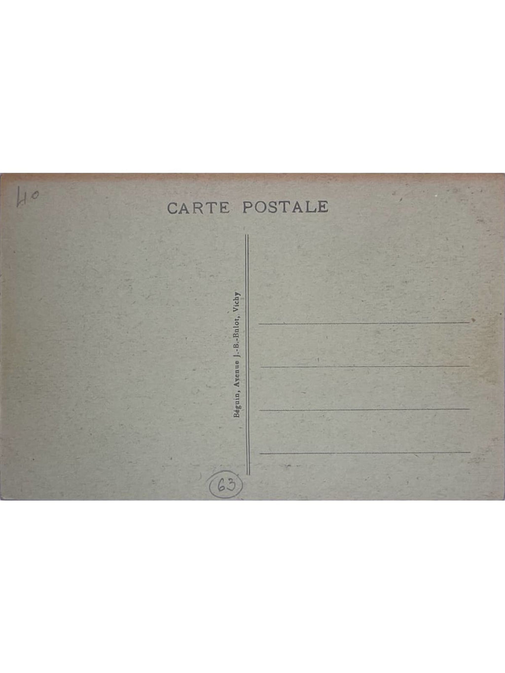 Verso de la carte postale