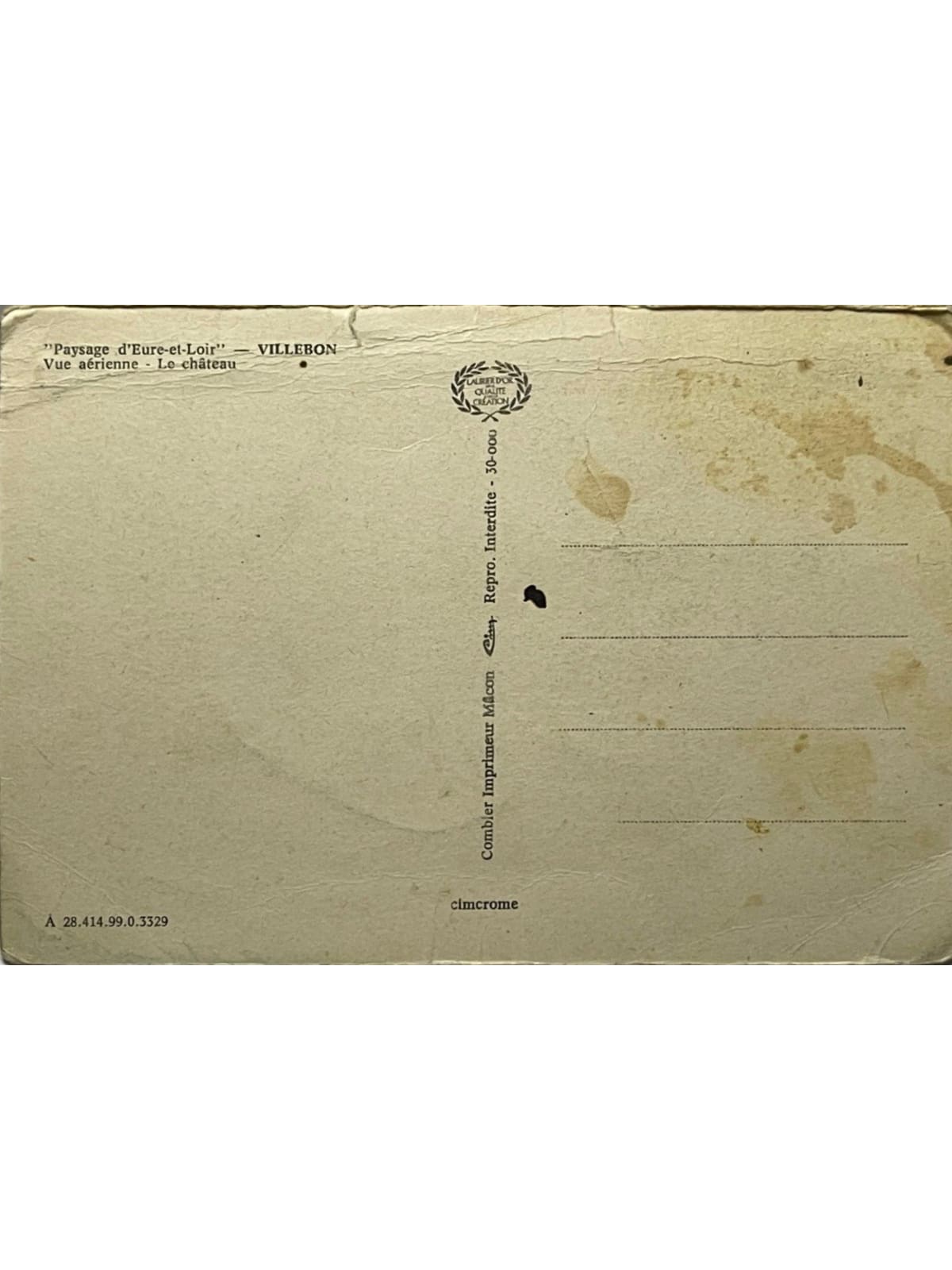 Verso de la carte postale