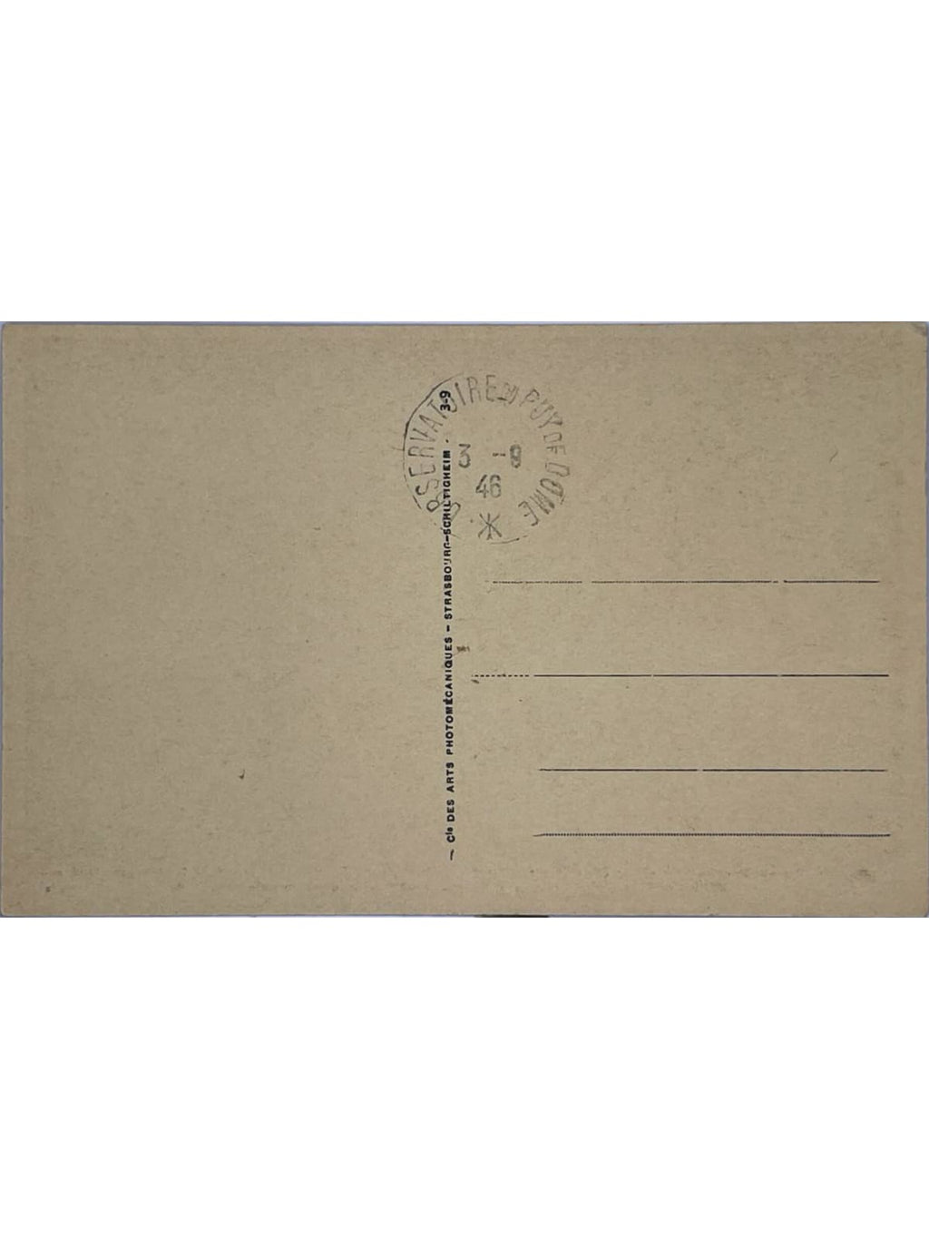 Verso de la carte postale