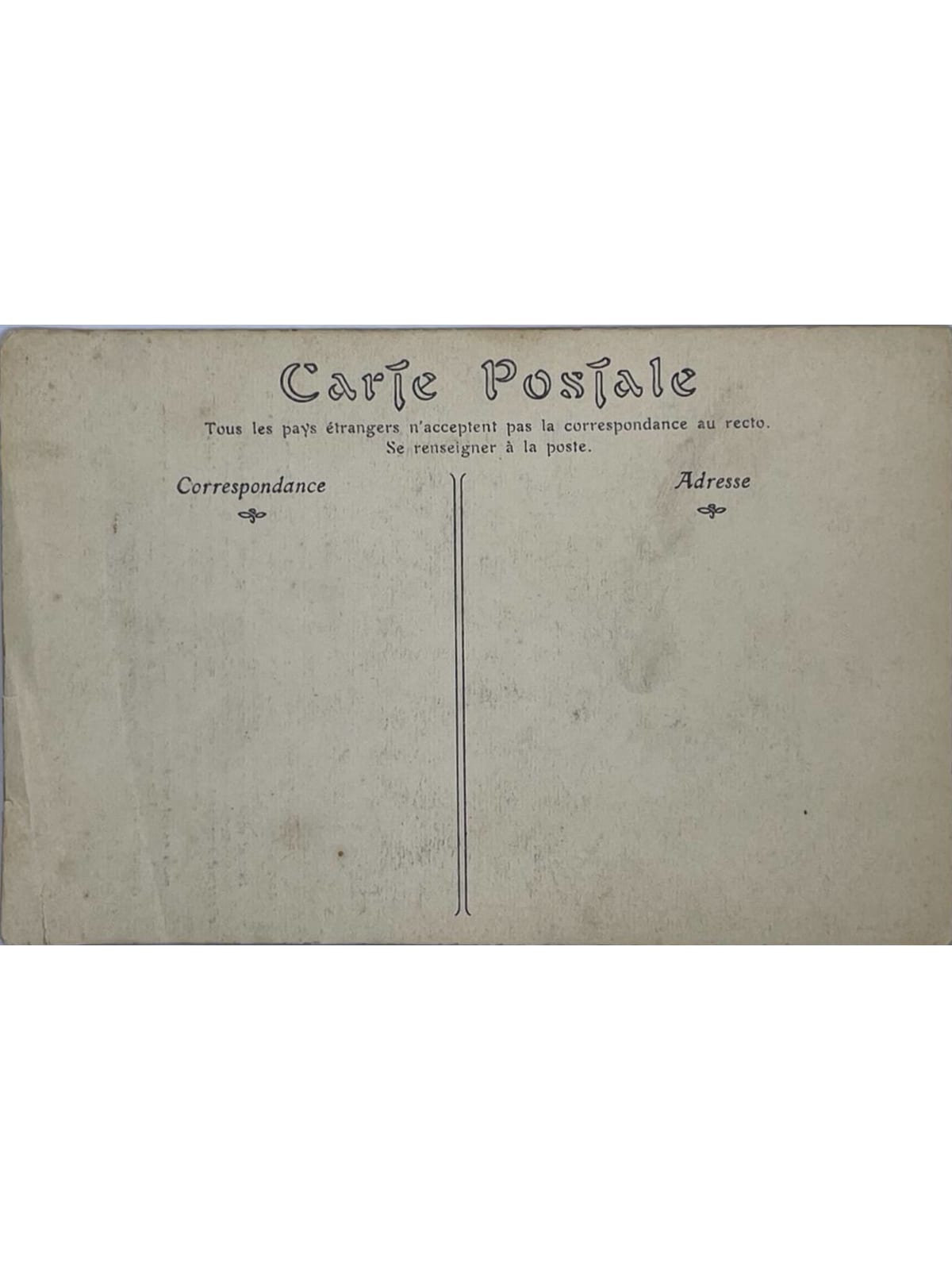 Verso de la carte postale