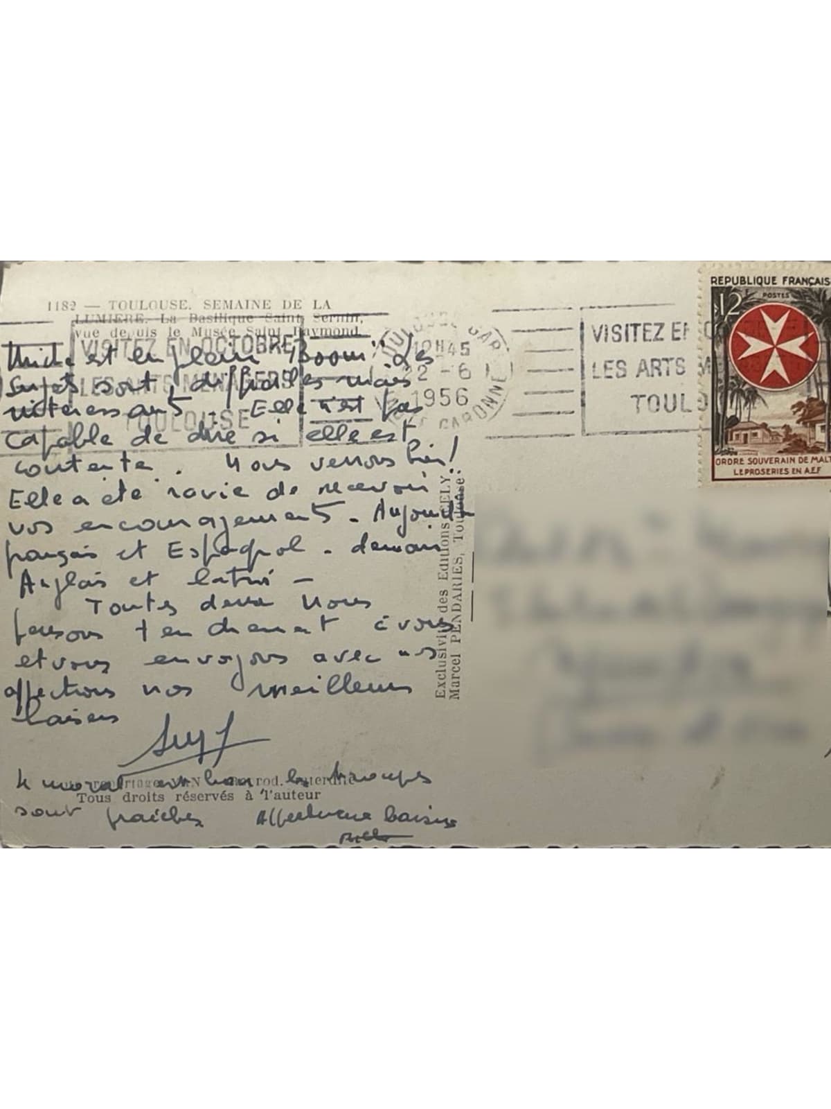 Verso de la carte postale