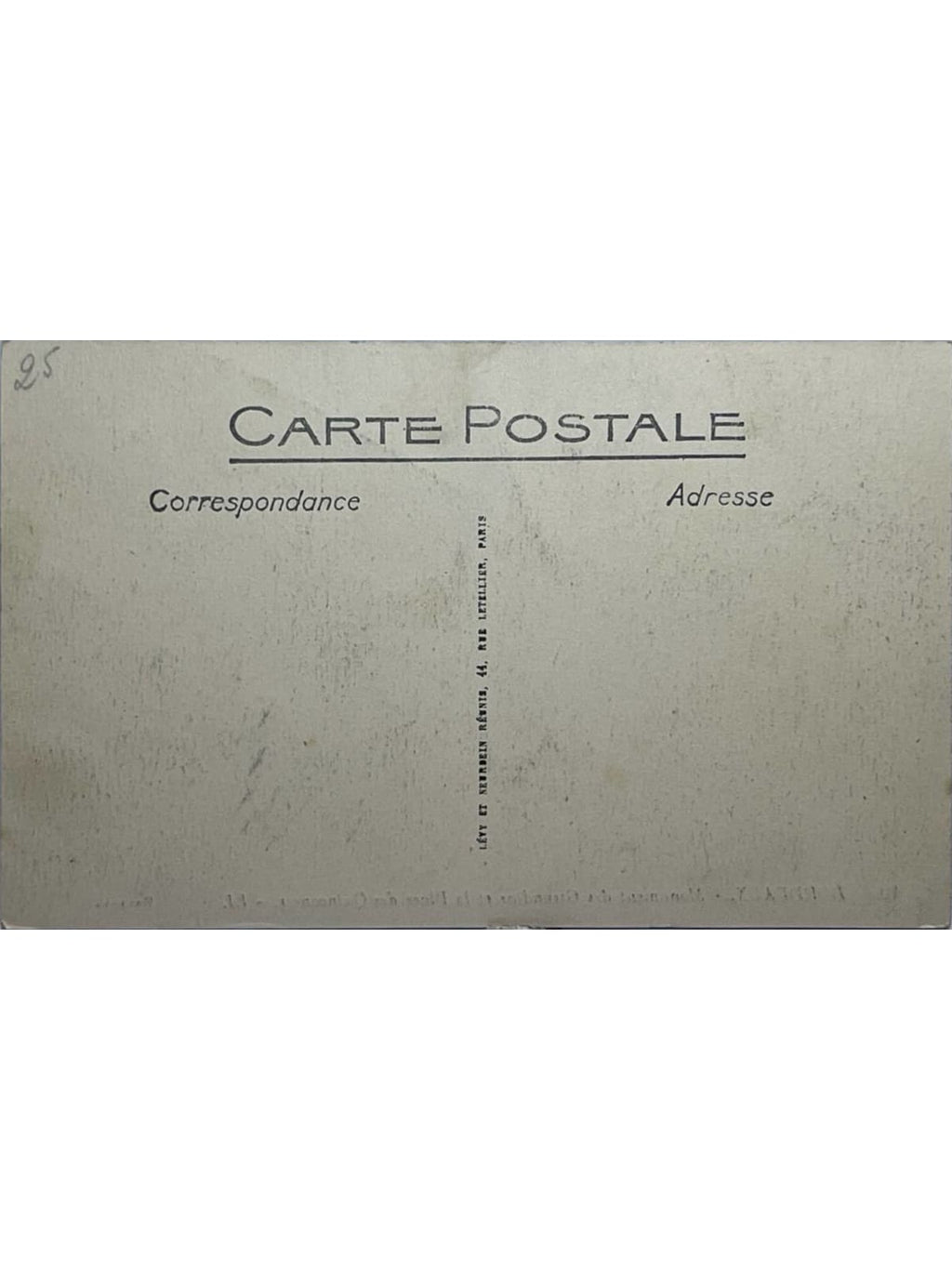 Verso de la carte postale
