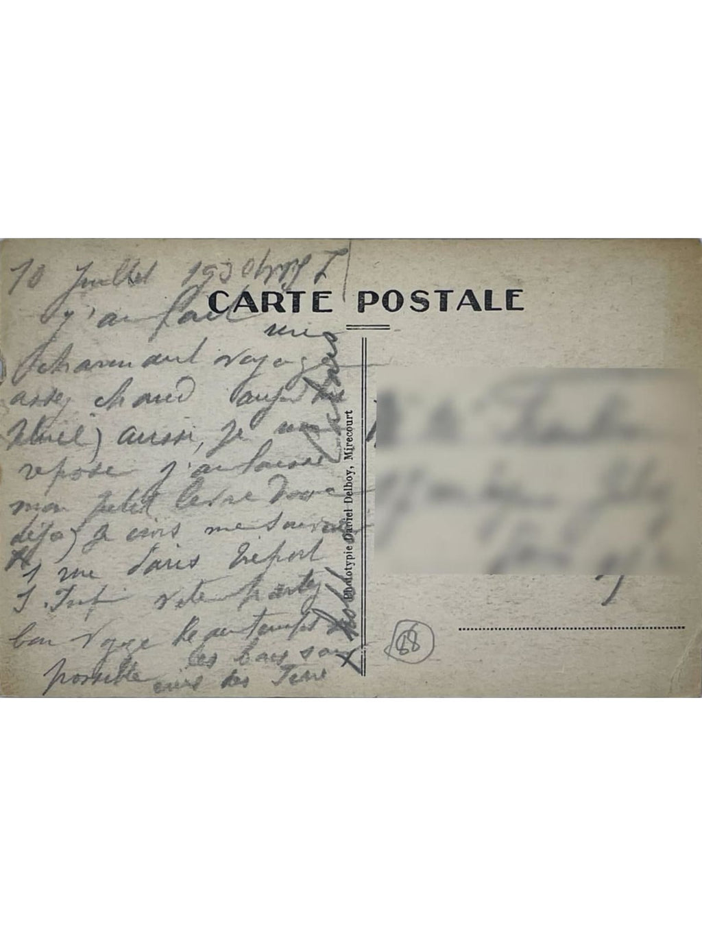 Verso de la carte postale