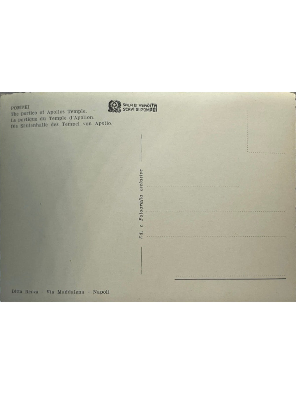 Verso de la carte postale