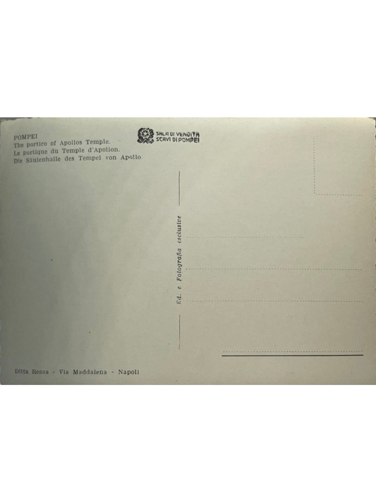Verso de la carte postale