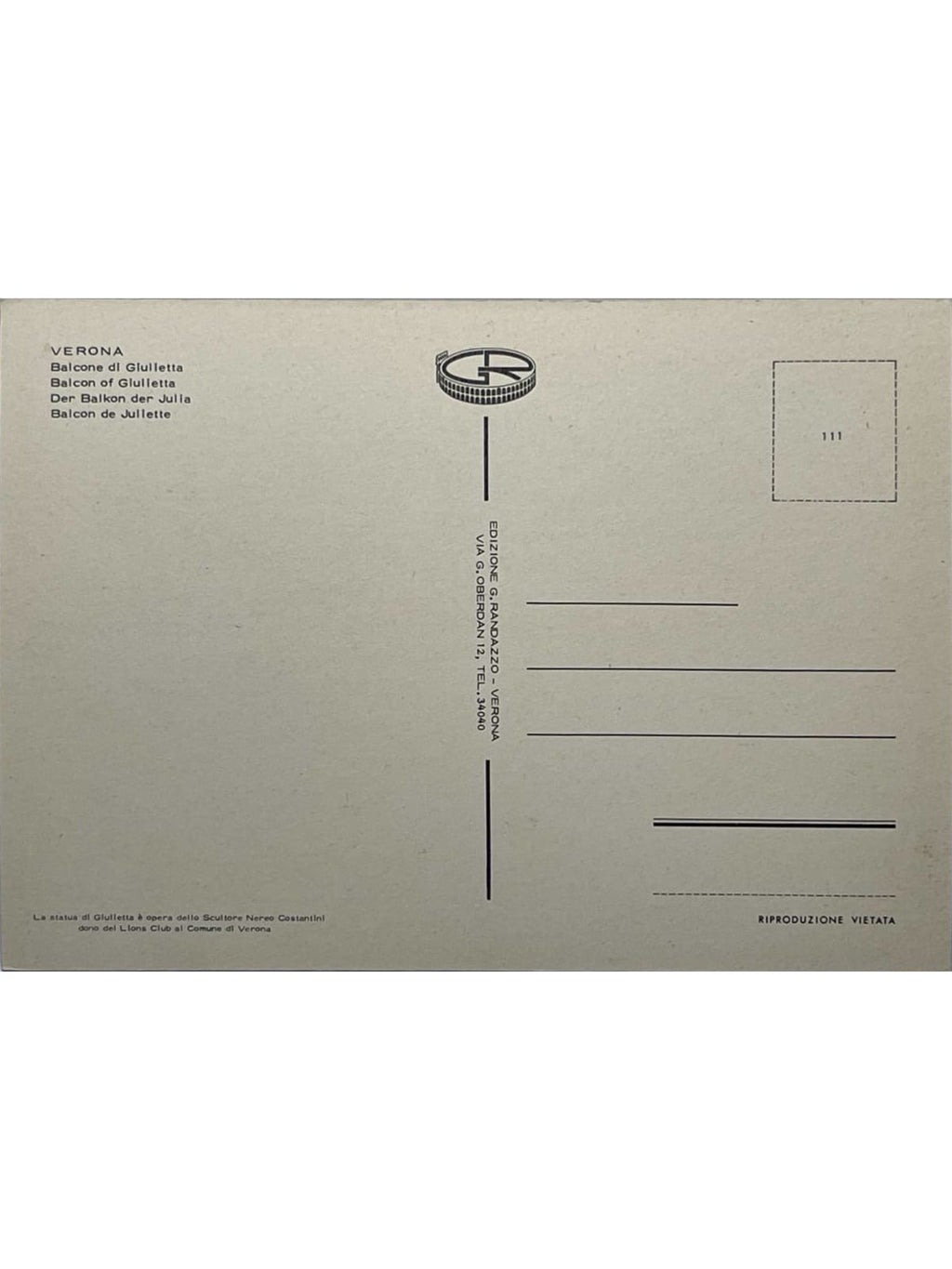 Verso de la carte postale
