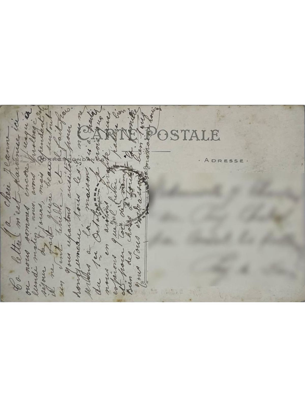 Verso de la carte postale