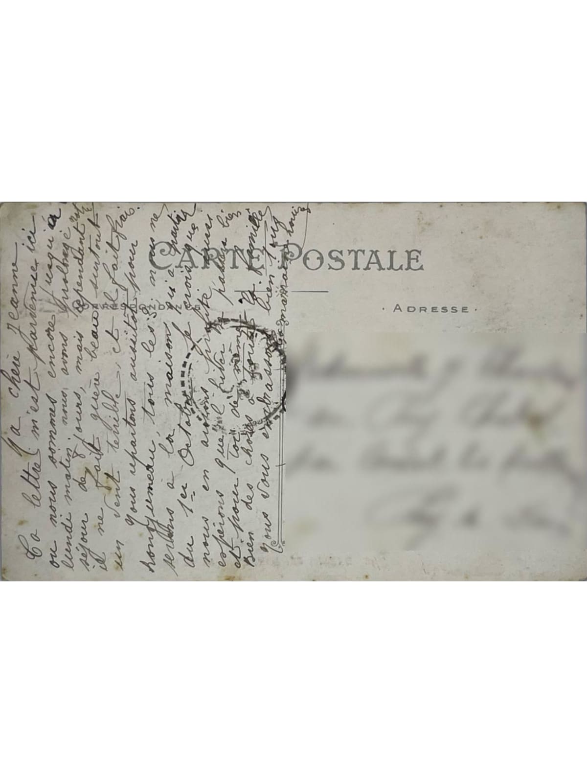 Verso de la carte postale