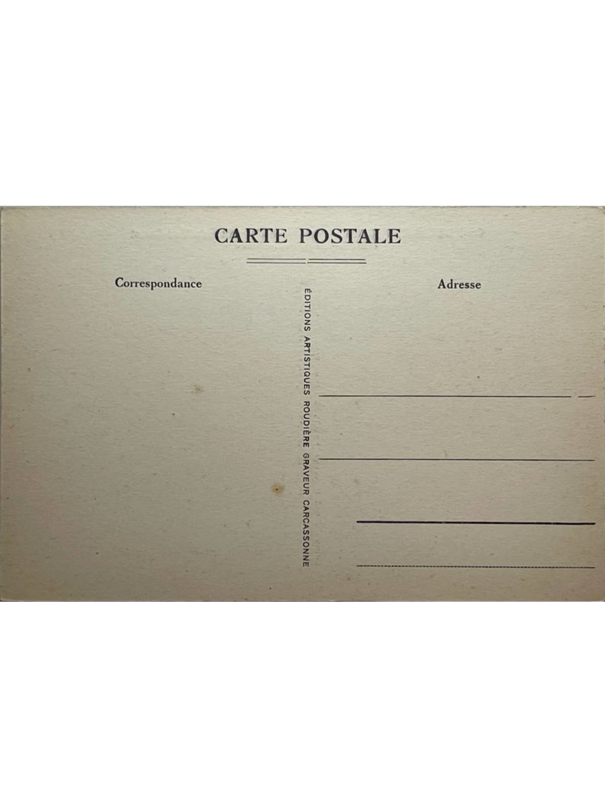 Verso de la carte postale