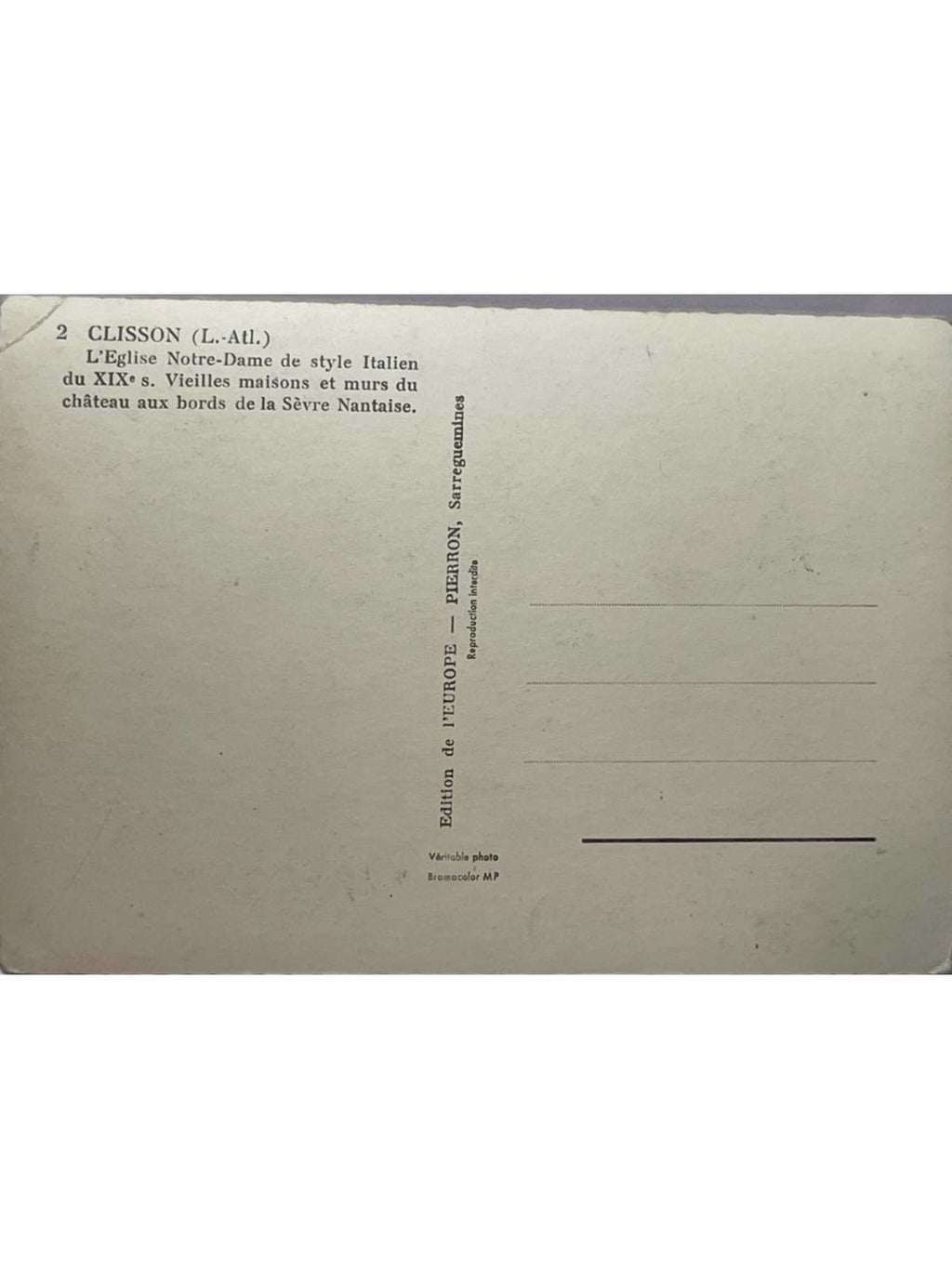 Verso de la carte postale