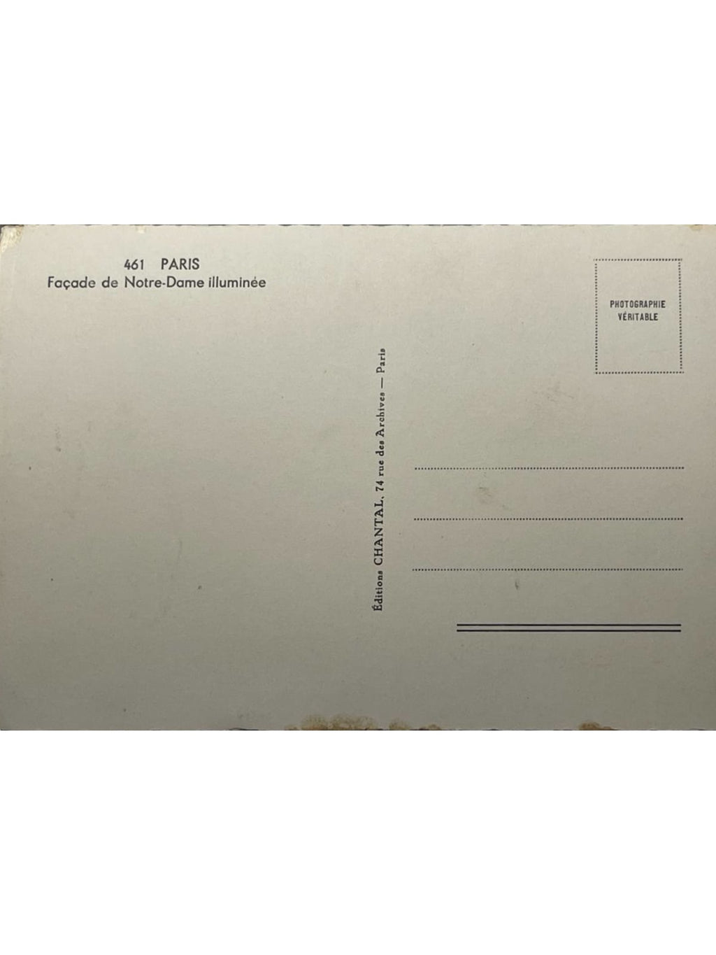 Verso de la carte postale