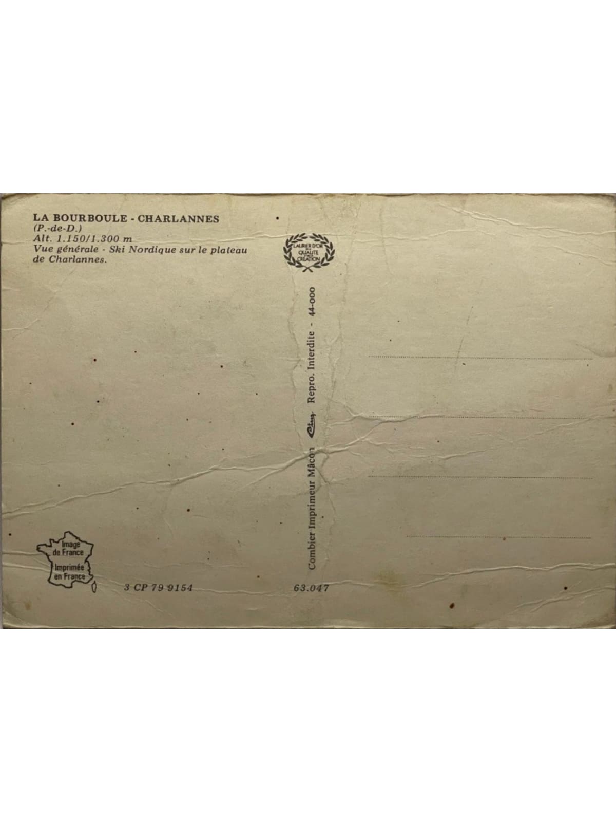 Verso de la carte postale