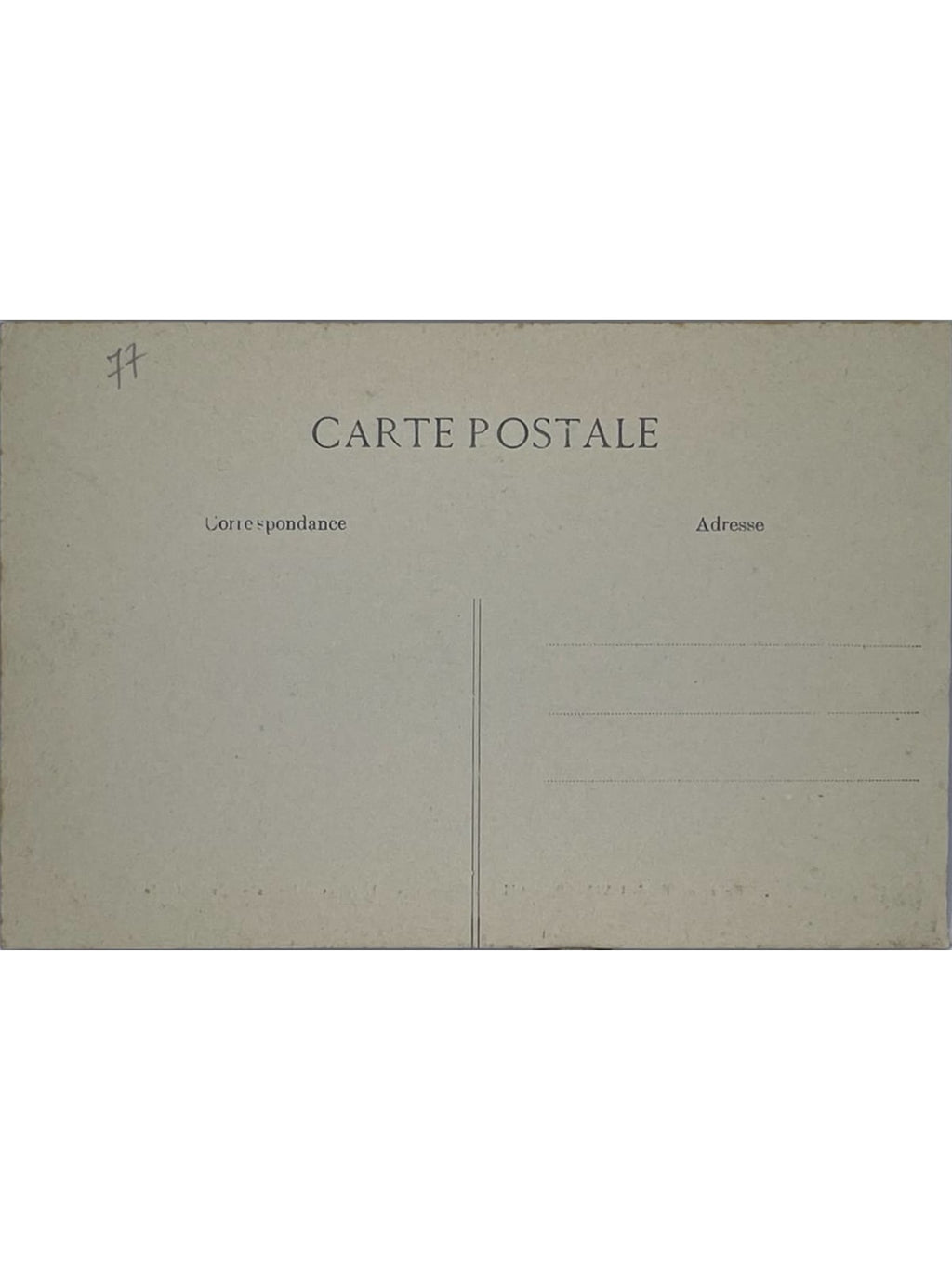 Verso de la carte postale