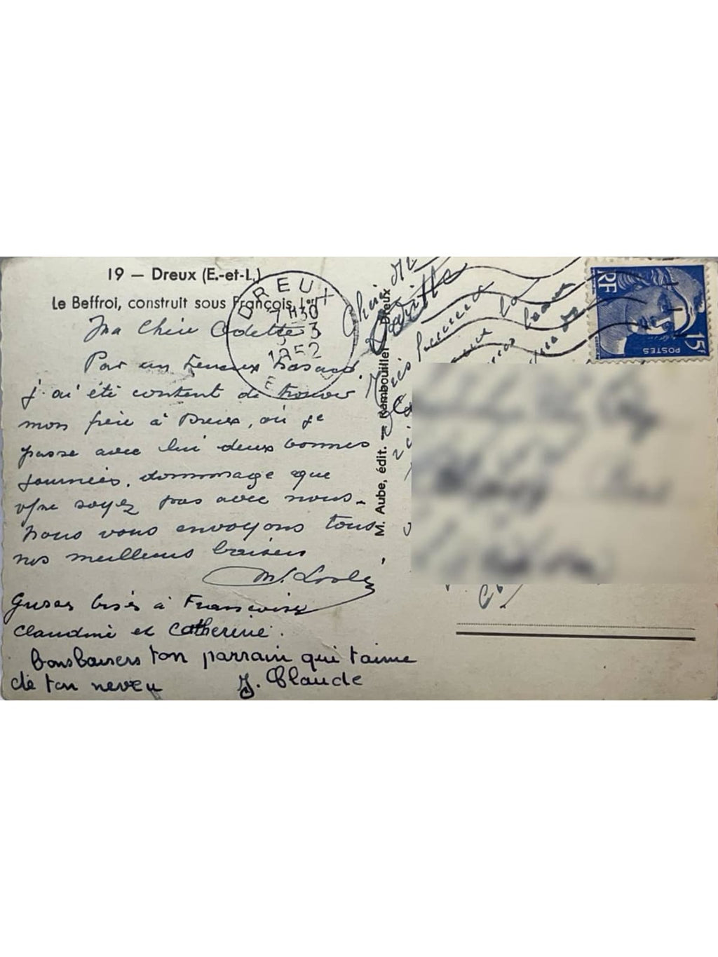 Verso de la carte postale