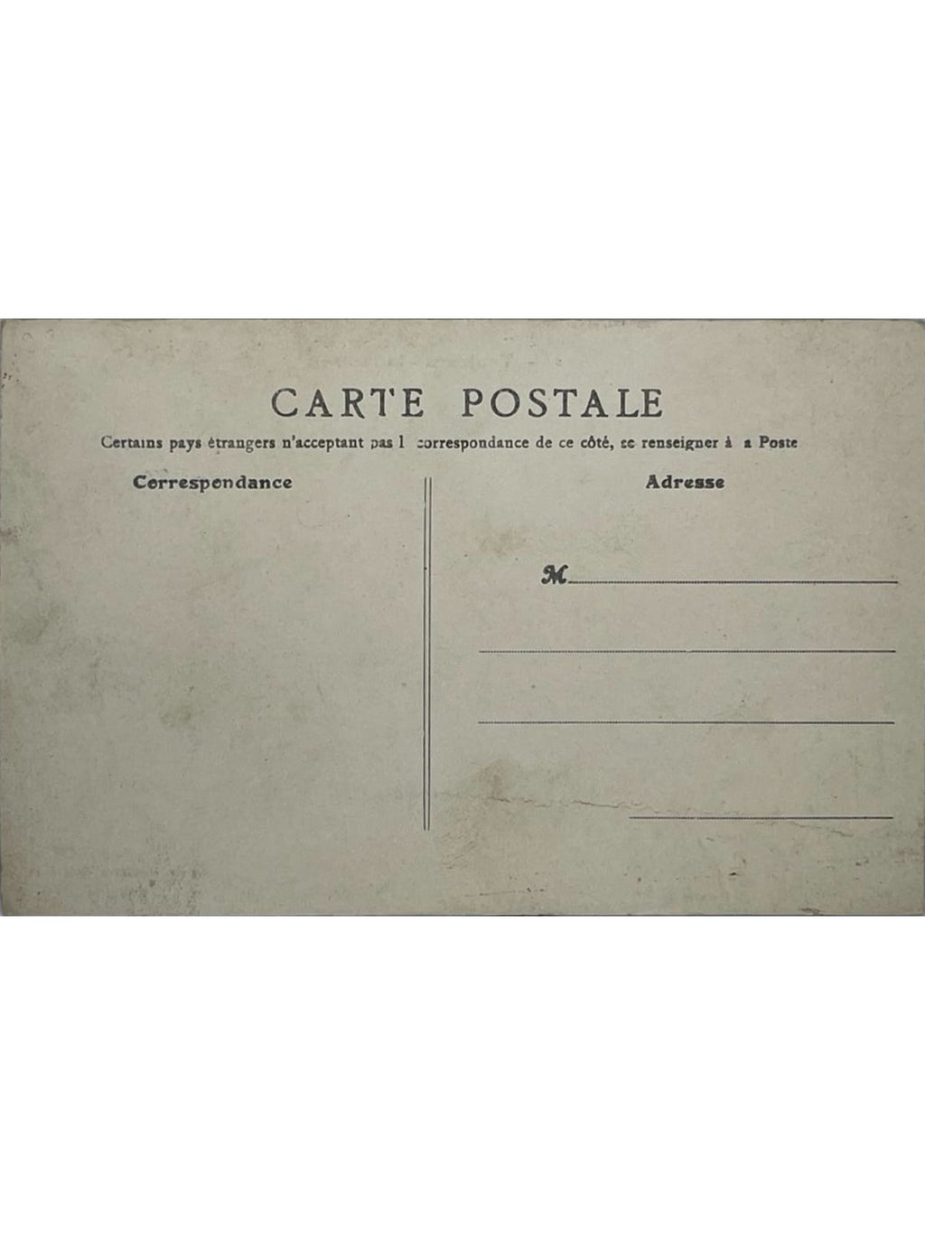 Verso de la carte postale