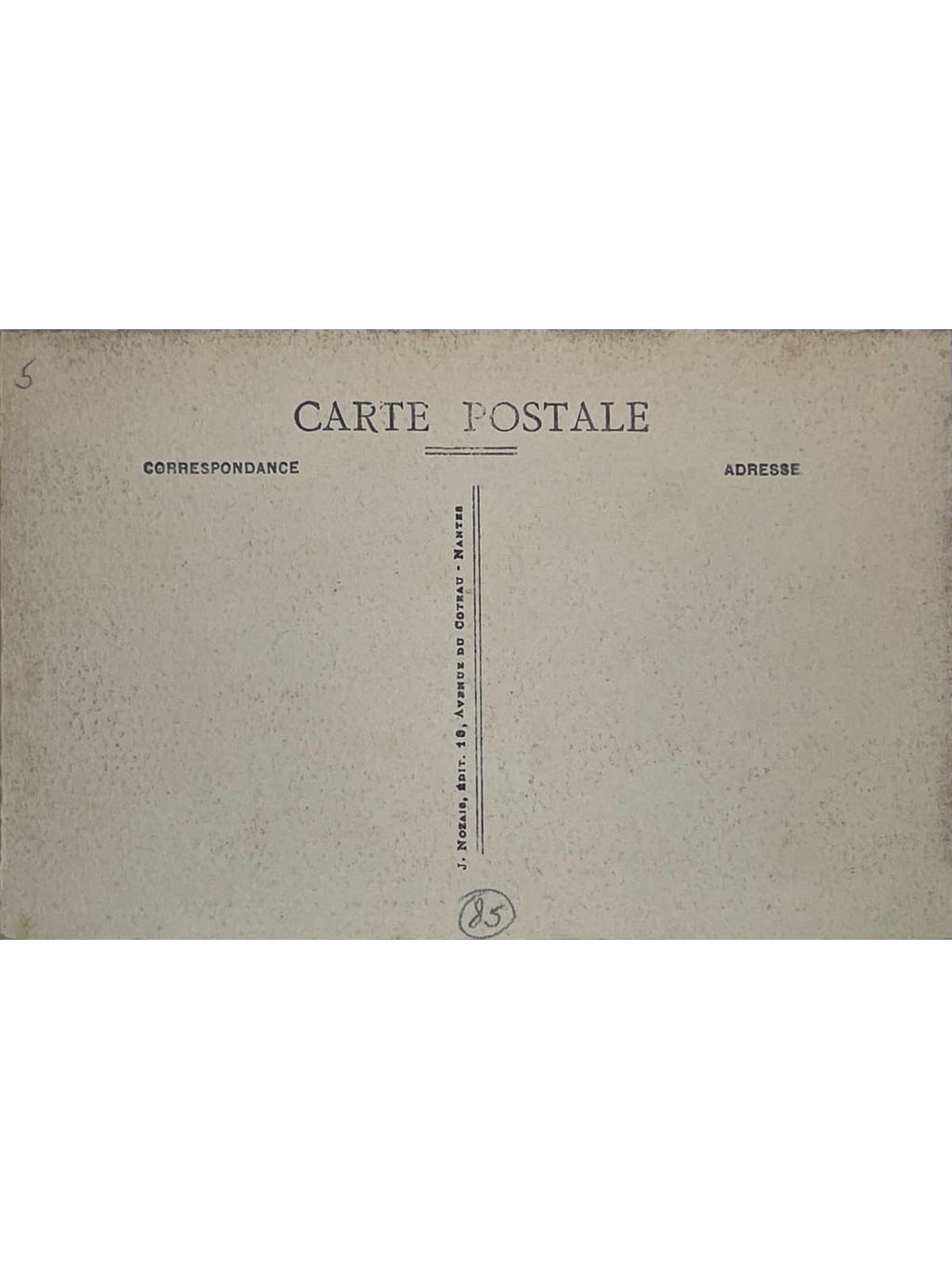 Verso de la carte postale